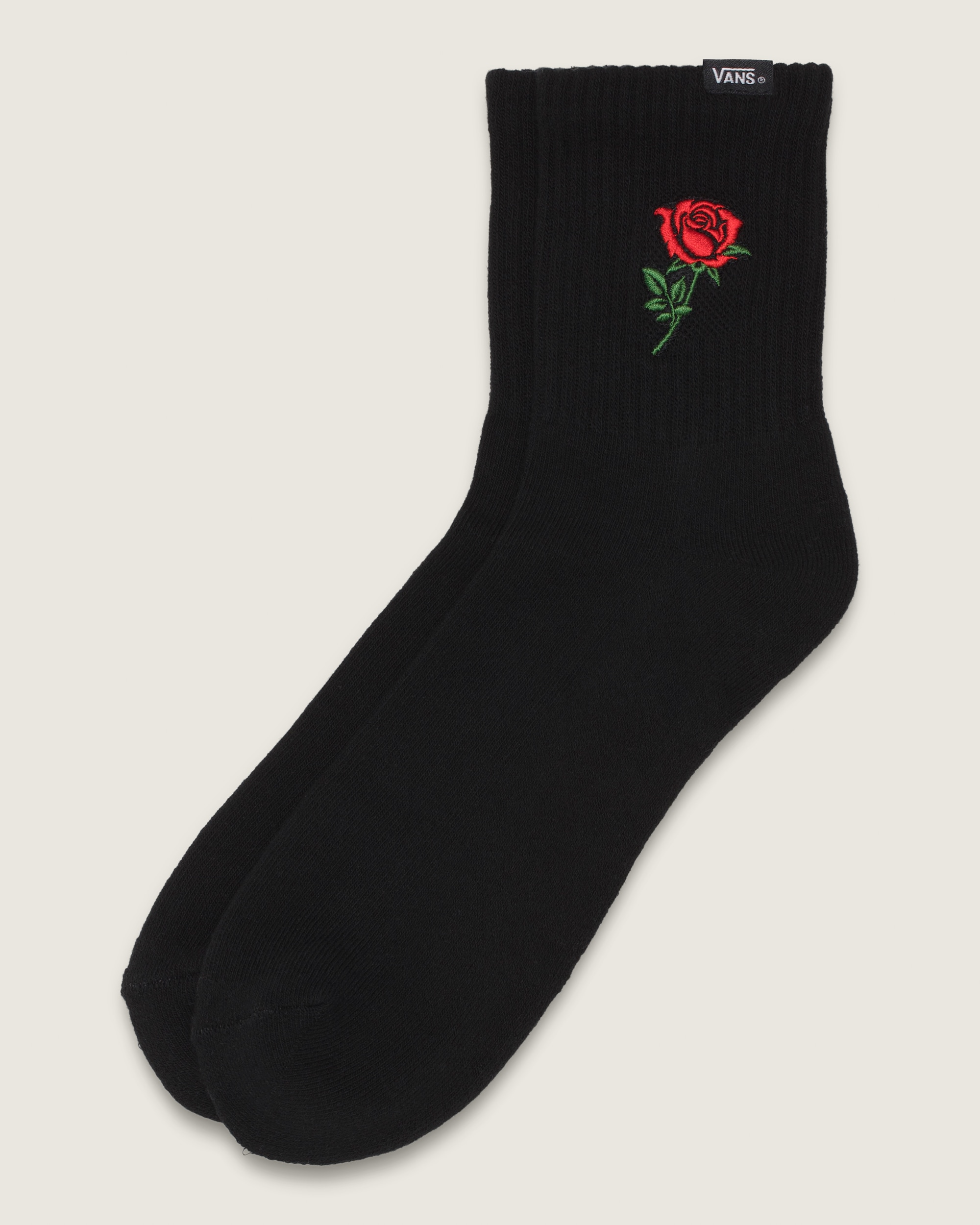 Single Rose Half Crew Socks