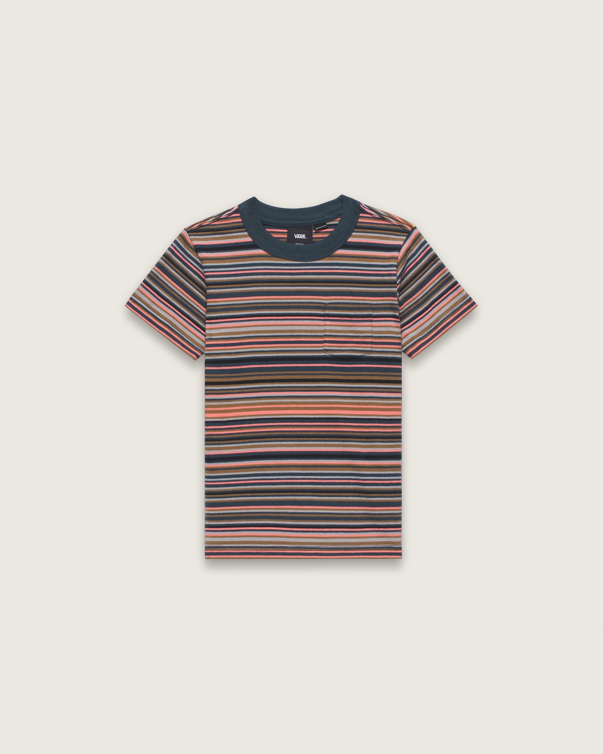 Little Kids Braden Stripe Knit Shirt VANS Parisian Night Blue  Orange FLATLAY