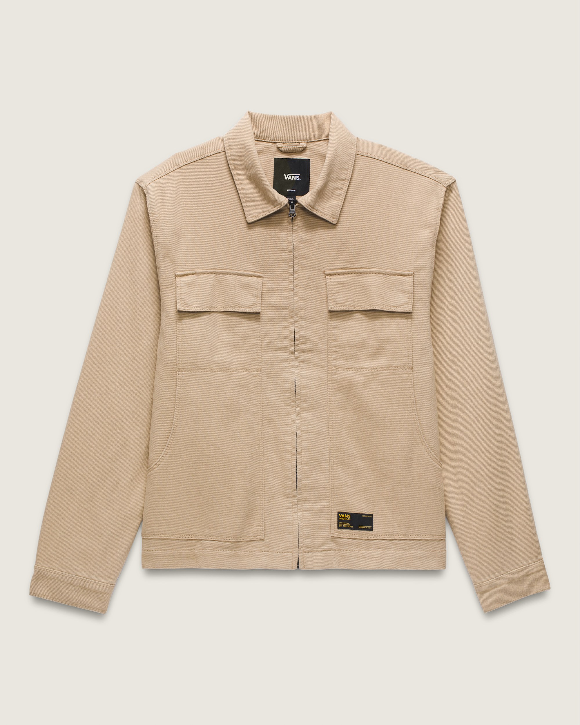 McAvoy Zip Station Jacket VANS Incense Tan Brown FLATLAY