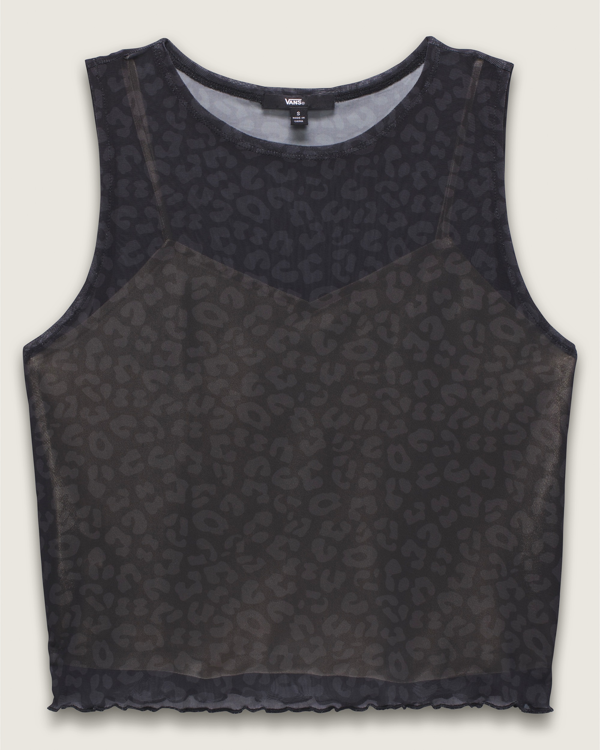 Mesh Satin Sleeveless Top VANS Black FLATLAY