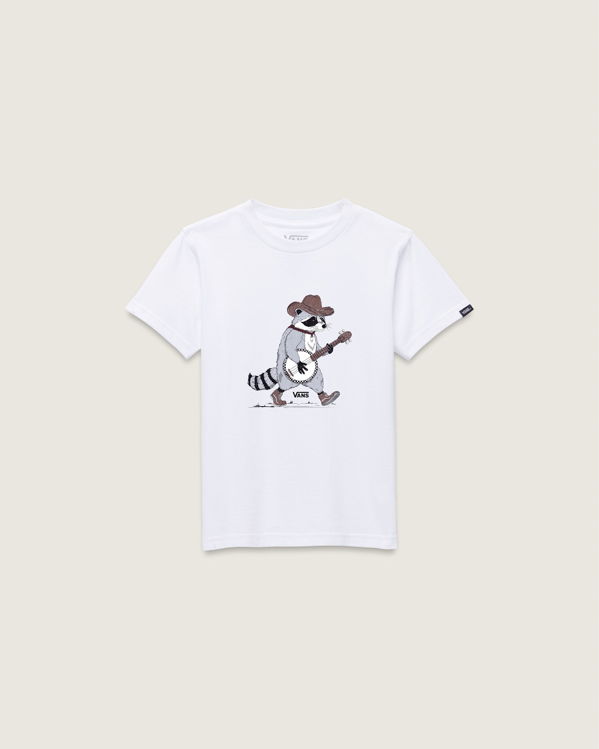 Little Kids Raccoon Banjo TShirt VANS White FLATLAY