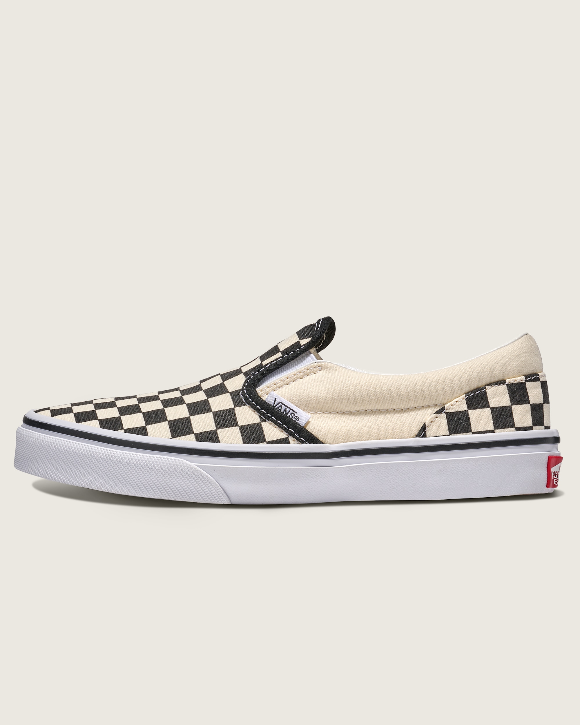 Big Kids Classic SlipOn Shoe VANS Checkerboard Black  White HERO
