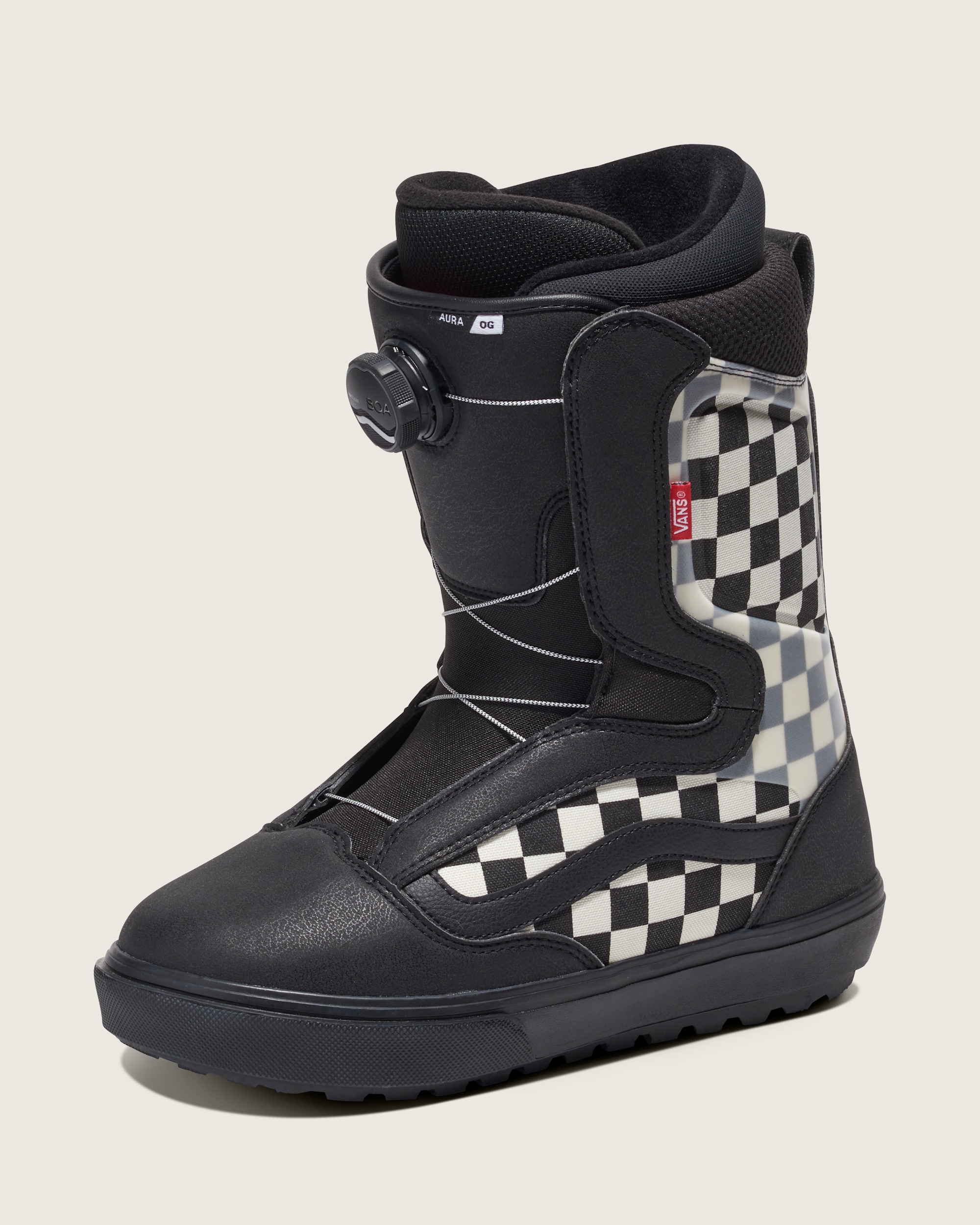 Aura OG Checkerboard Snowboard Boot in Black / White | Vans