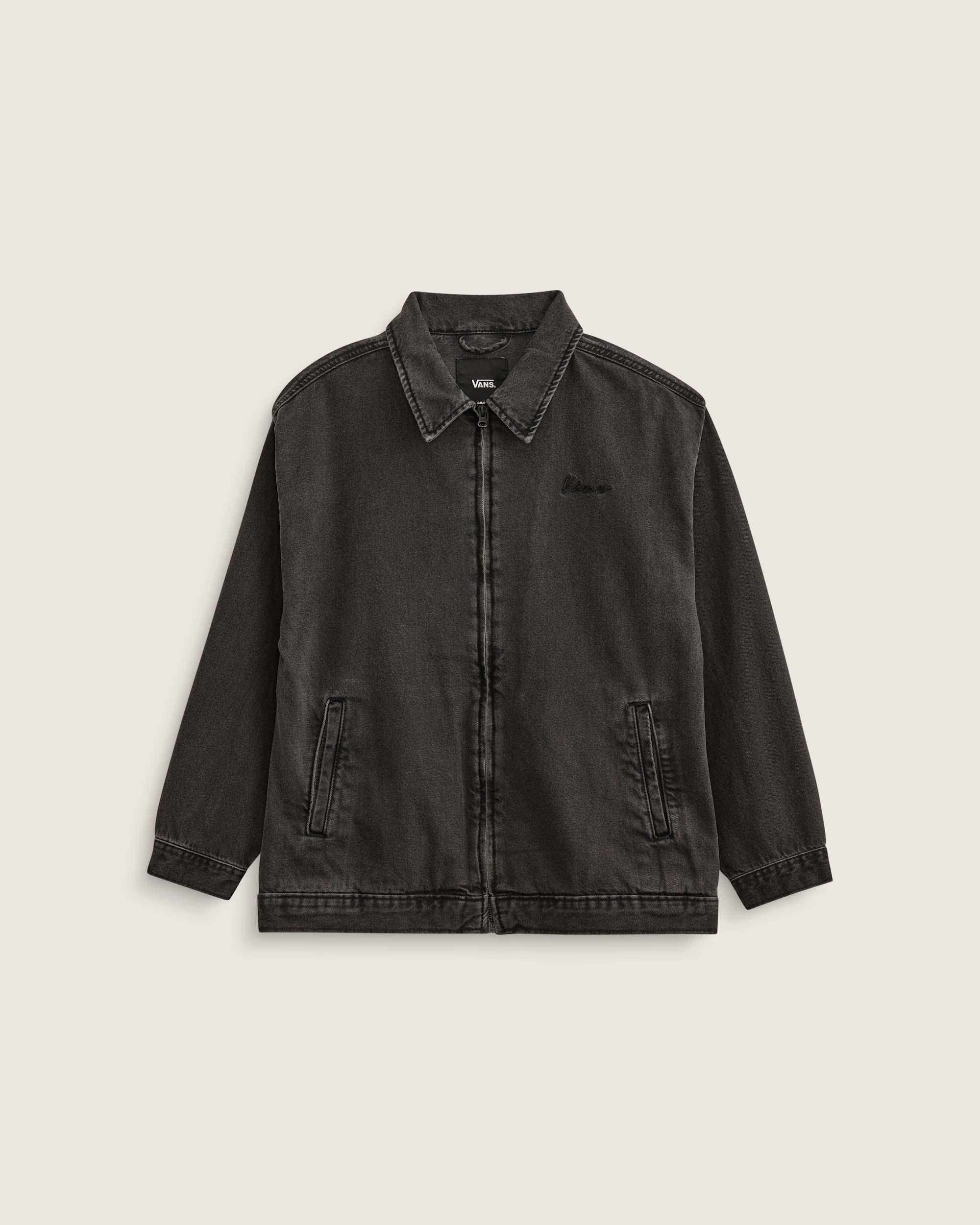Graffiti Pitstop Denim Jacket VANS Washed Black FLATLAY