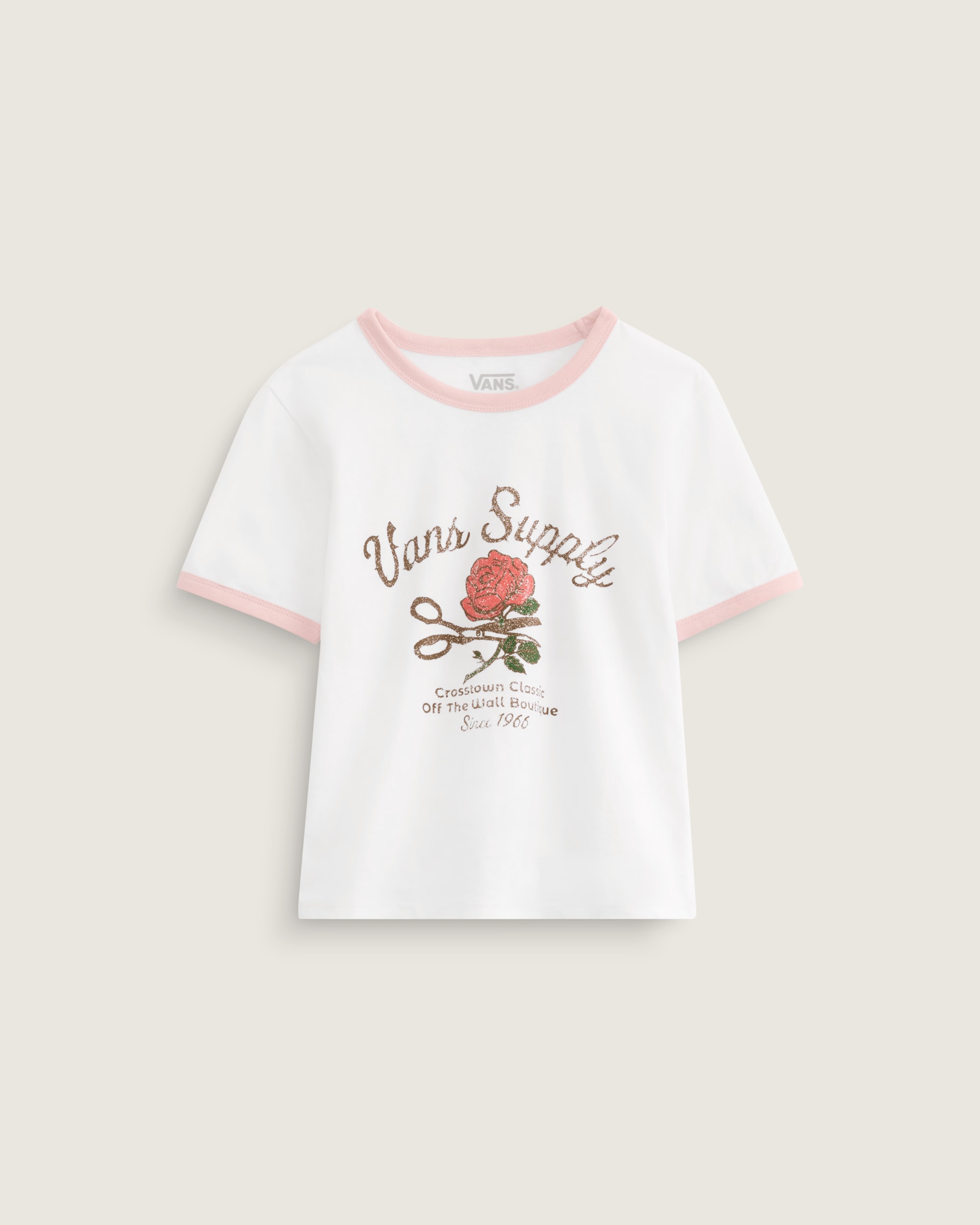 Kids Supply Boutique Ringer TShirt VANS White  Sepia Rose Pink HERO