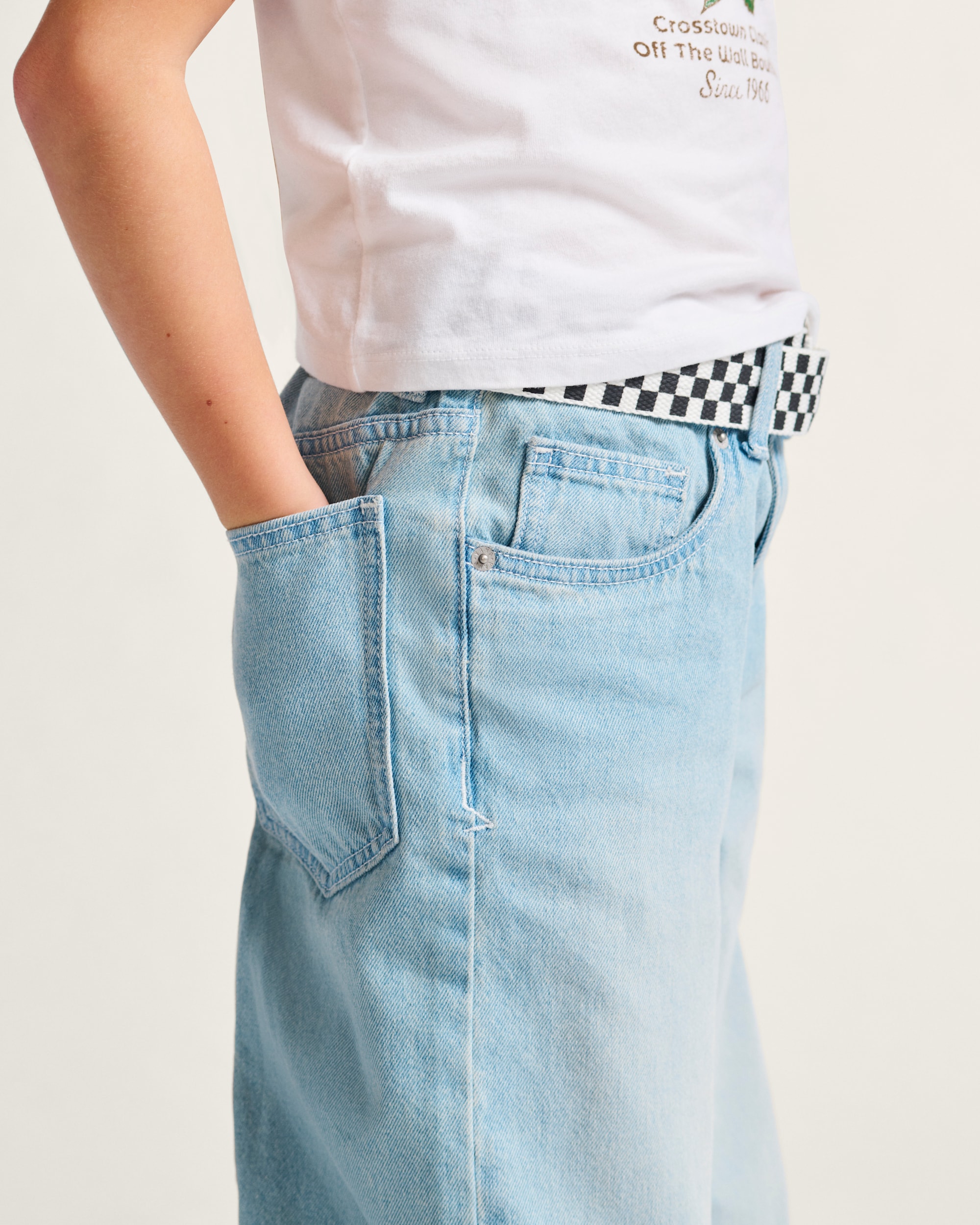 Kids Sirelle Denim Puddle Pants VANS Light Stonewash Blue ALT4