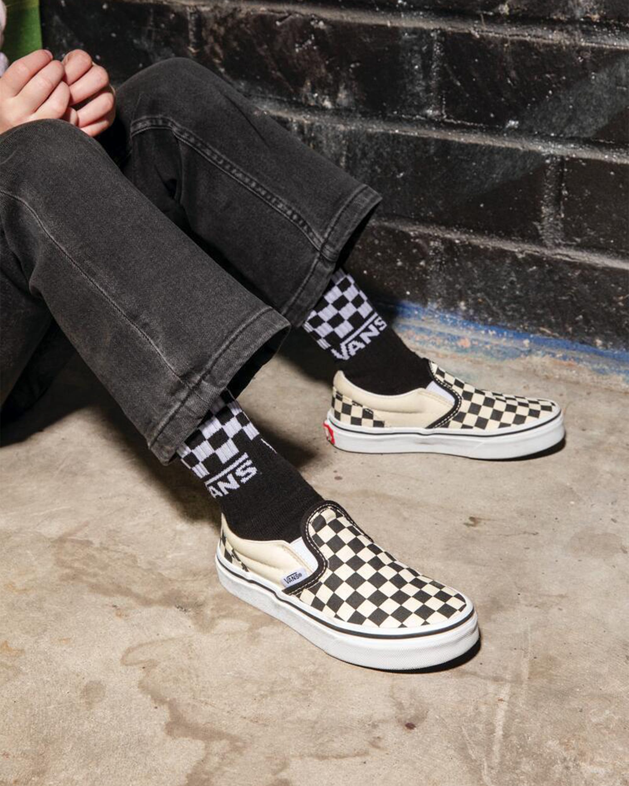 Little Kids Classic SlipOn Checkerboard Shoe VANS Checkerboard Black  White ALT1