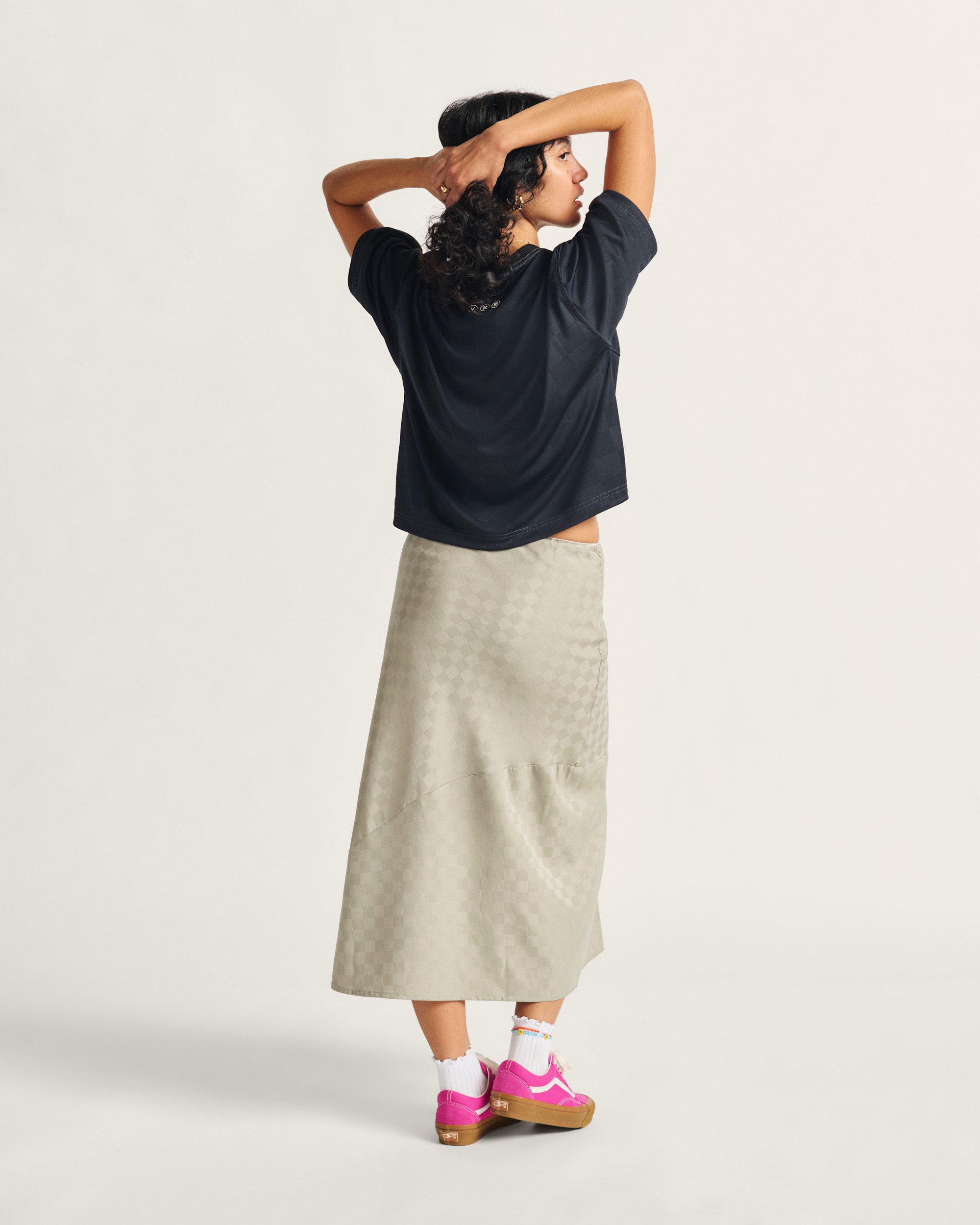 Diana Column Checkerboard Skirt VANS Checkerboard London Fog Beige ALT3