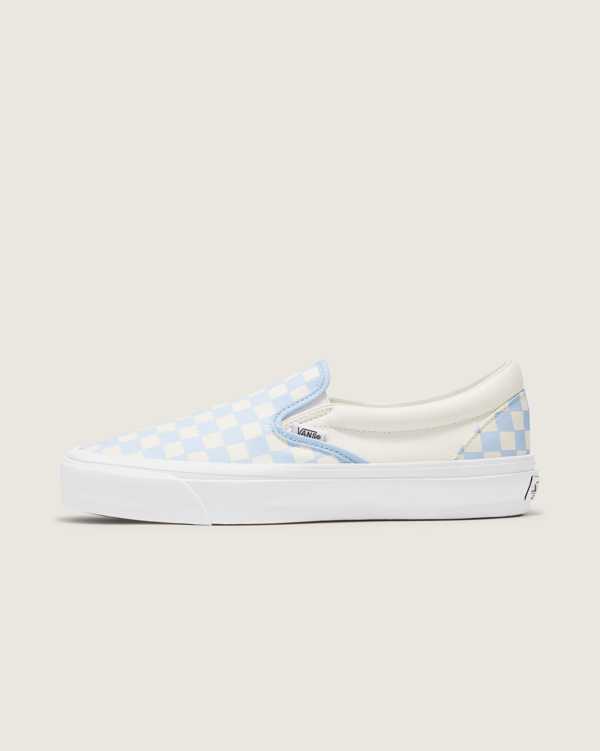 Premium Classic SlipOn Checkerboard Shoe VANS Ice Melt Blue  White HERO
