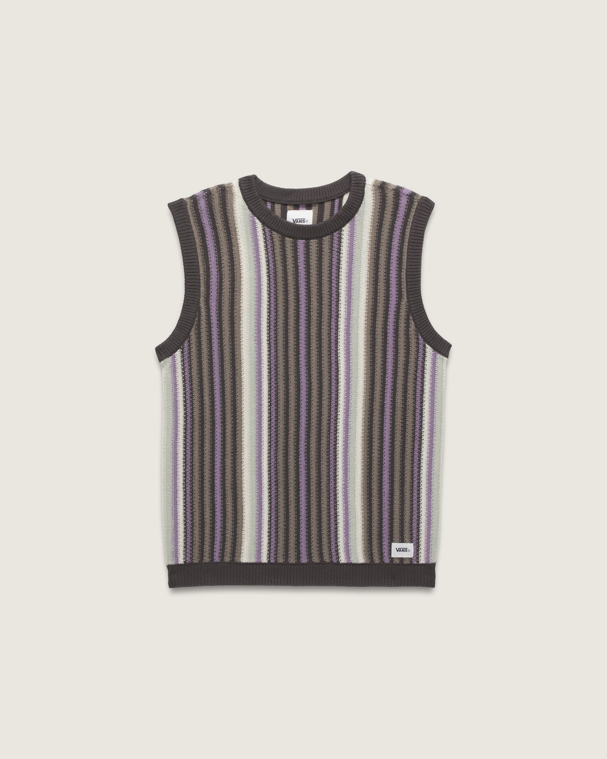 Premium Striped Sweater Vest VANS After Dark Brown  Grey  Purple HERO