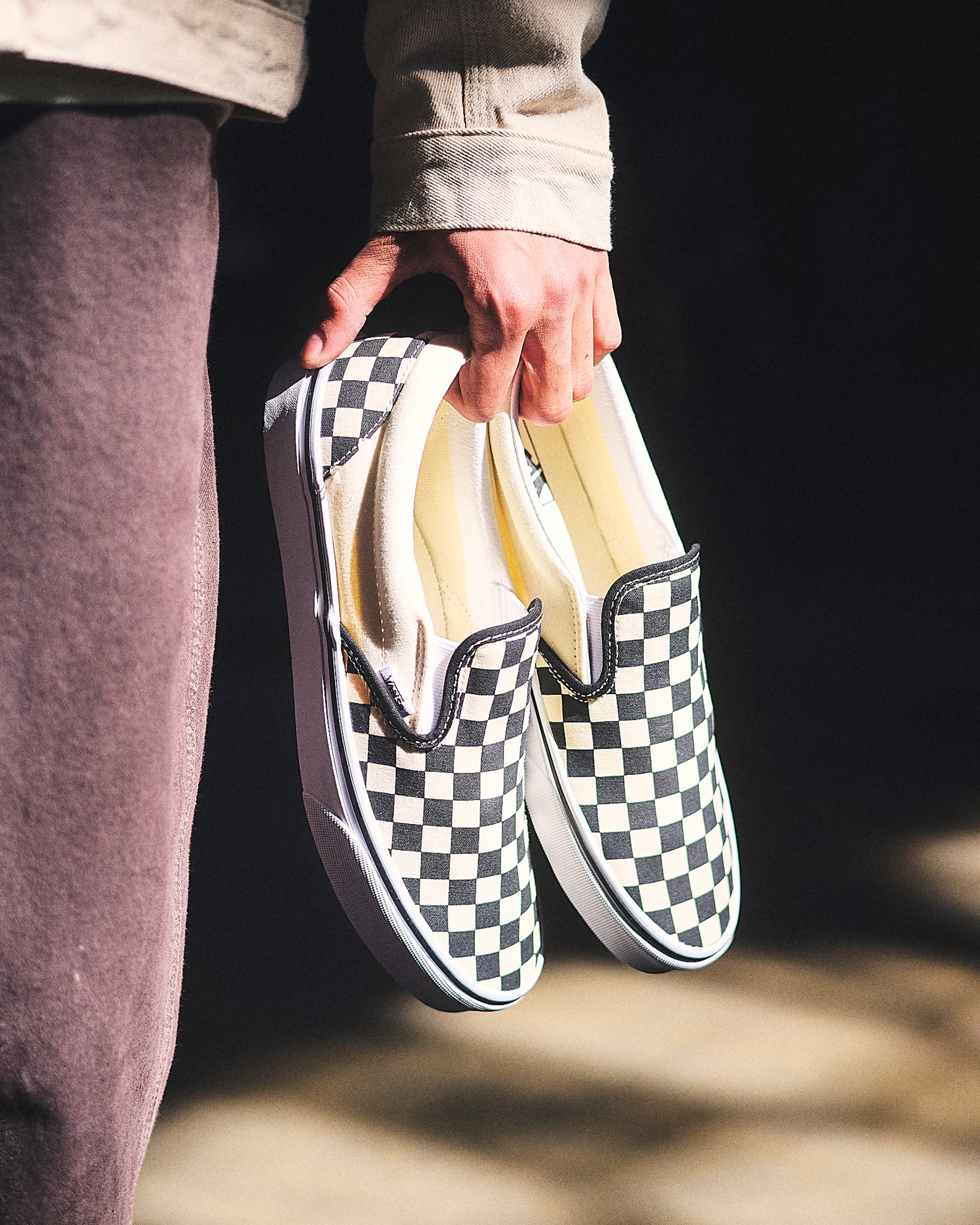 Classic SlipOn Checkerboard Shoe VANS Checkerboard Black  White ALT4