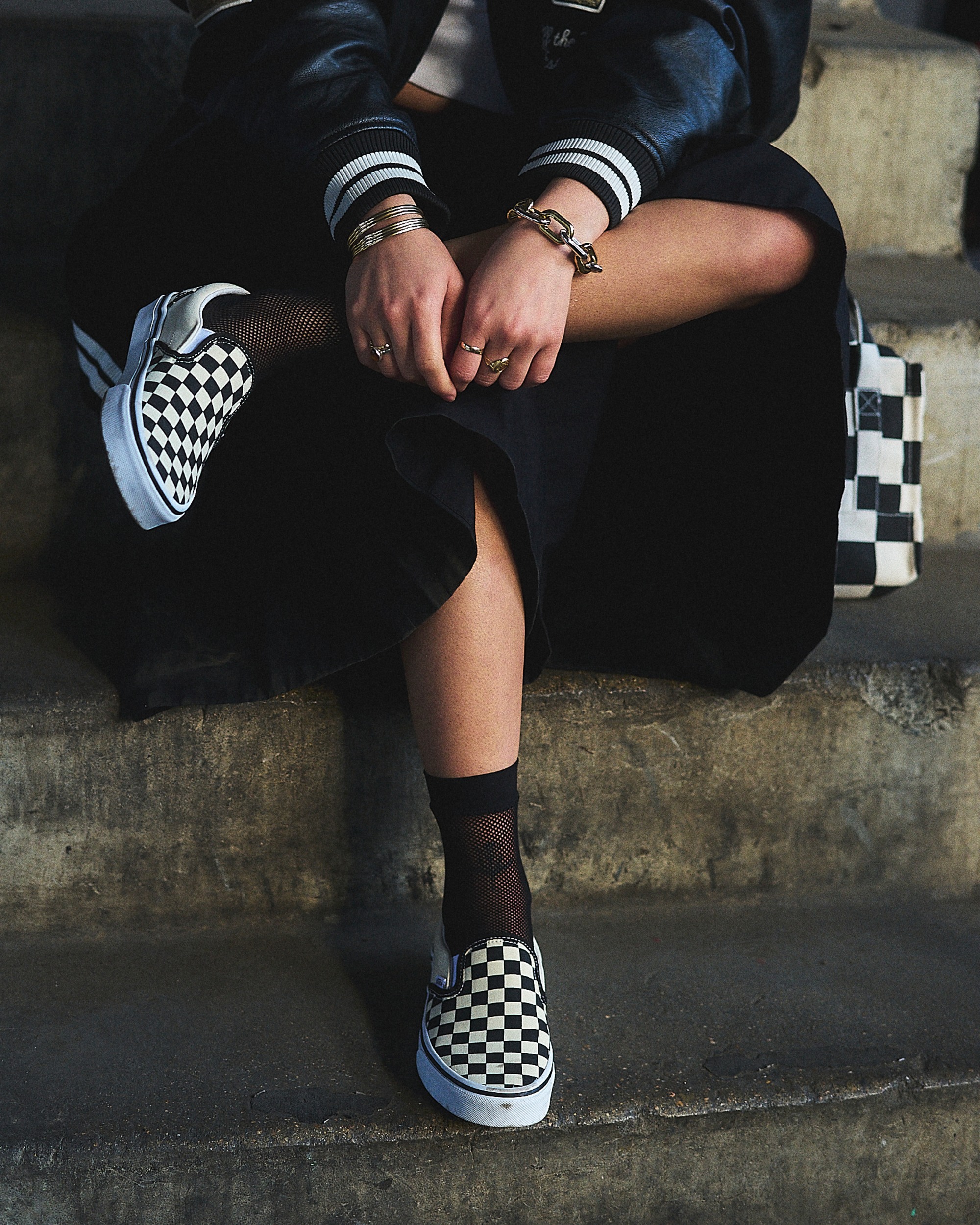 Classic SlipOn Checkerboard Shoe VANS Checkerboard Black  White ALT5