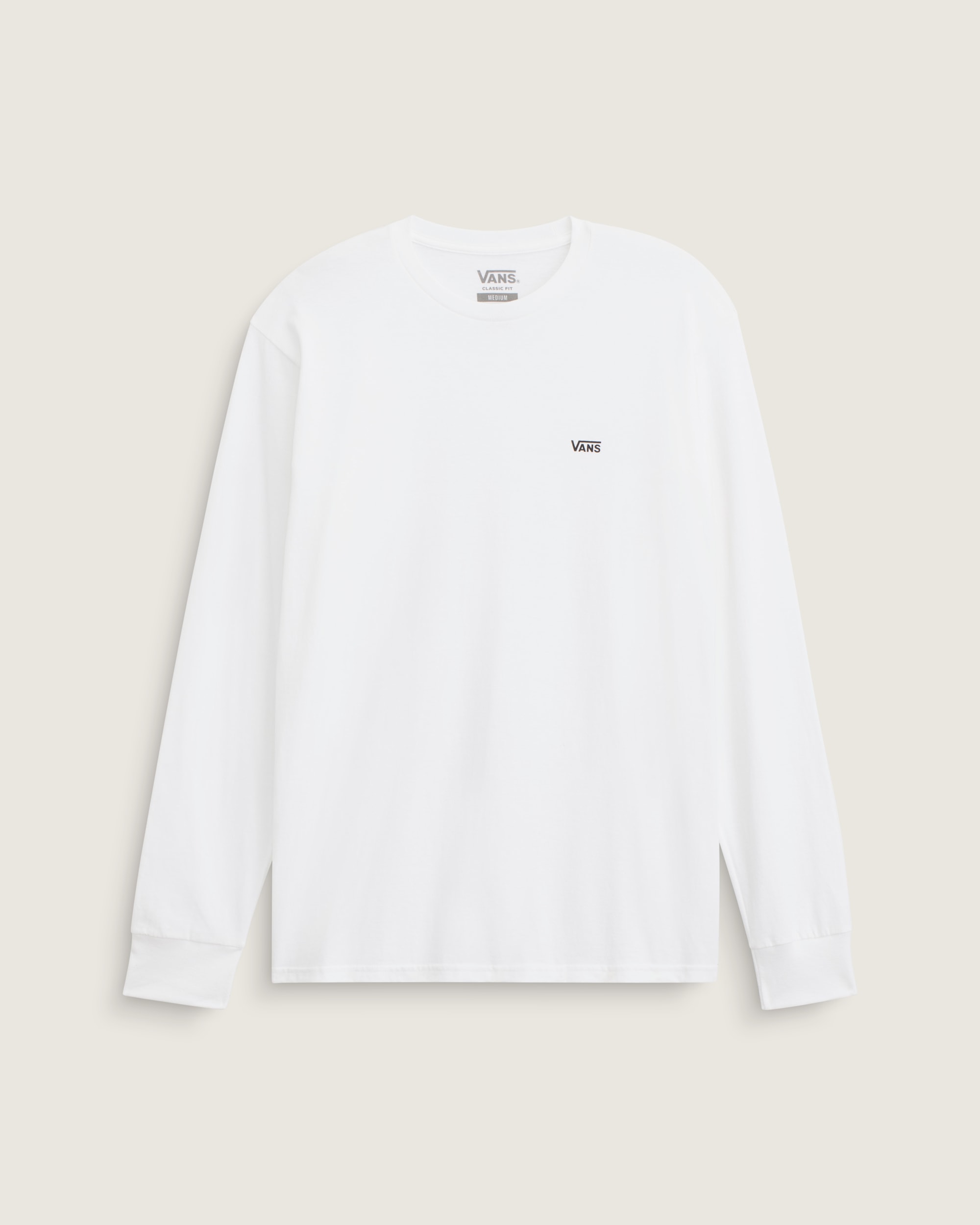 Left Chest Logo Long Sleeve TShirt VANS White  Black HERO