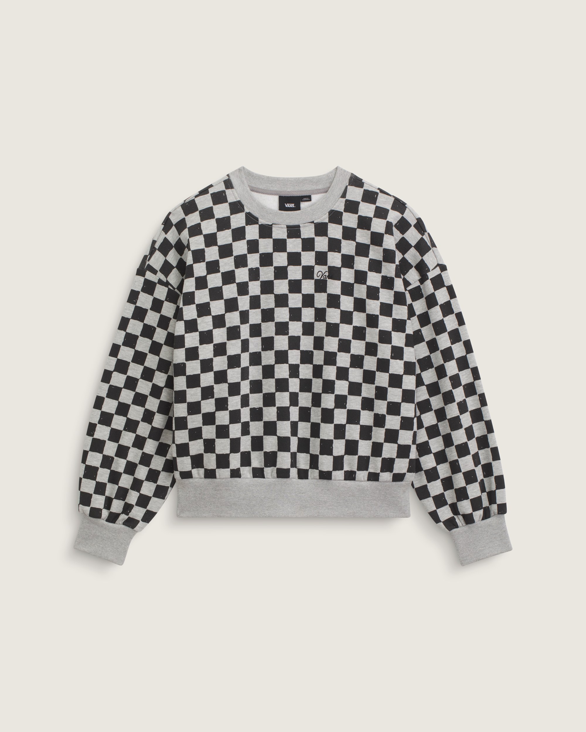 Checkerboard Retro Crew Sweatshirt VANS Checkerboard Grey  Black HERO