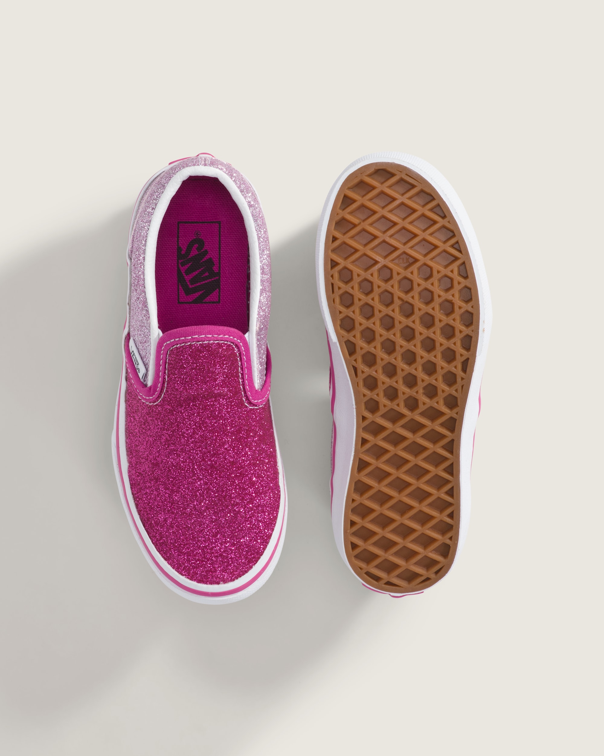 Little Kids Classic SlipOn Shoe VANS Glitter Raspberry Rose Pink ALT2