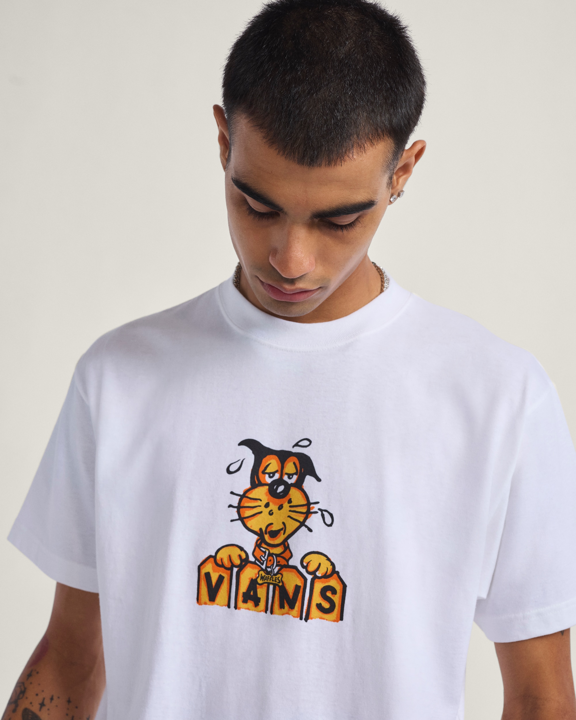 Waffles The Dog TShirt VANS White ALT3