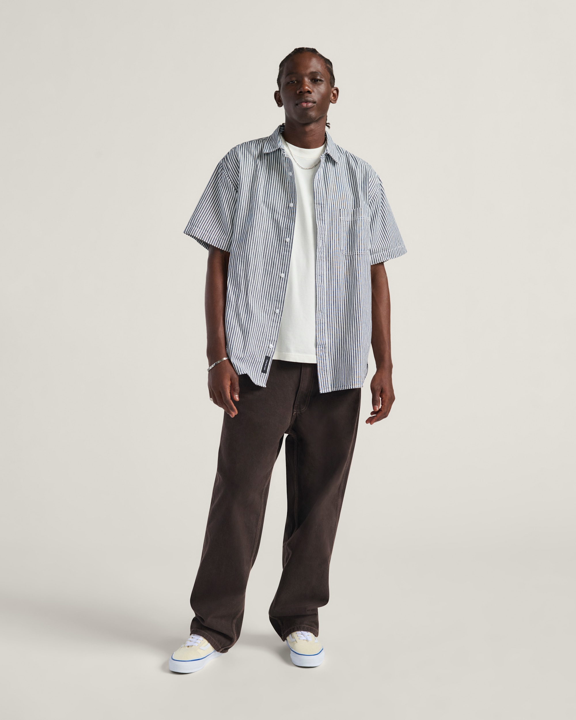 Lawson Stripe Button Up Shirt VANS White  Dress Blues ALT3