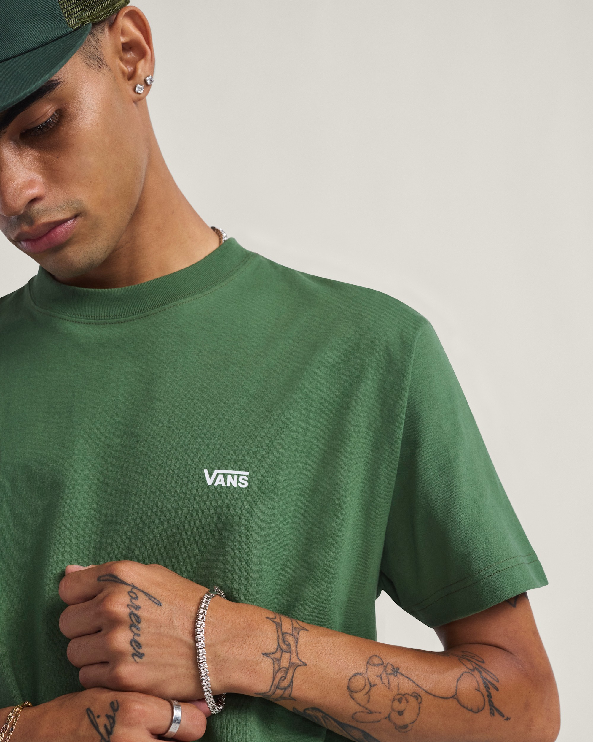 Left Chest Logo TShirt VANS Pine Forest Green ALT3