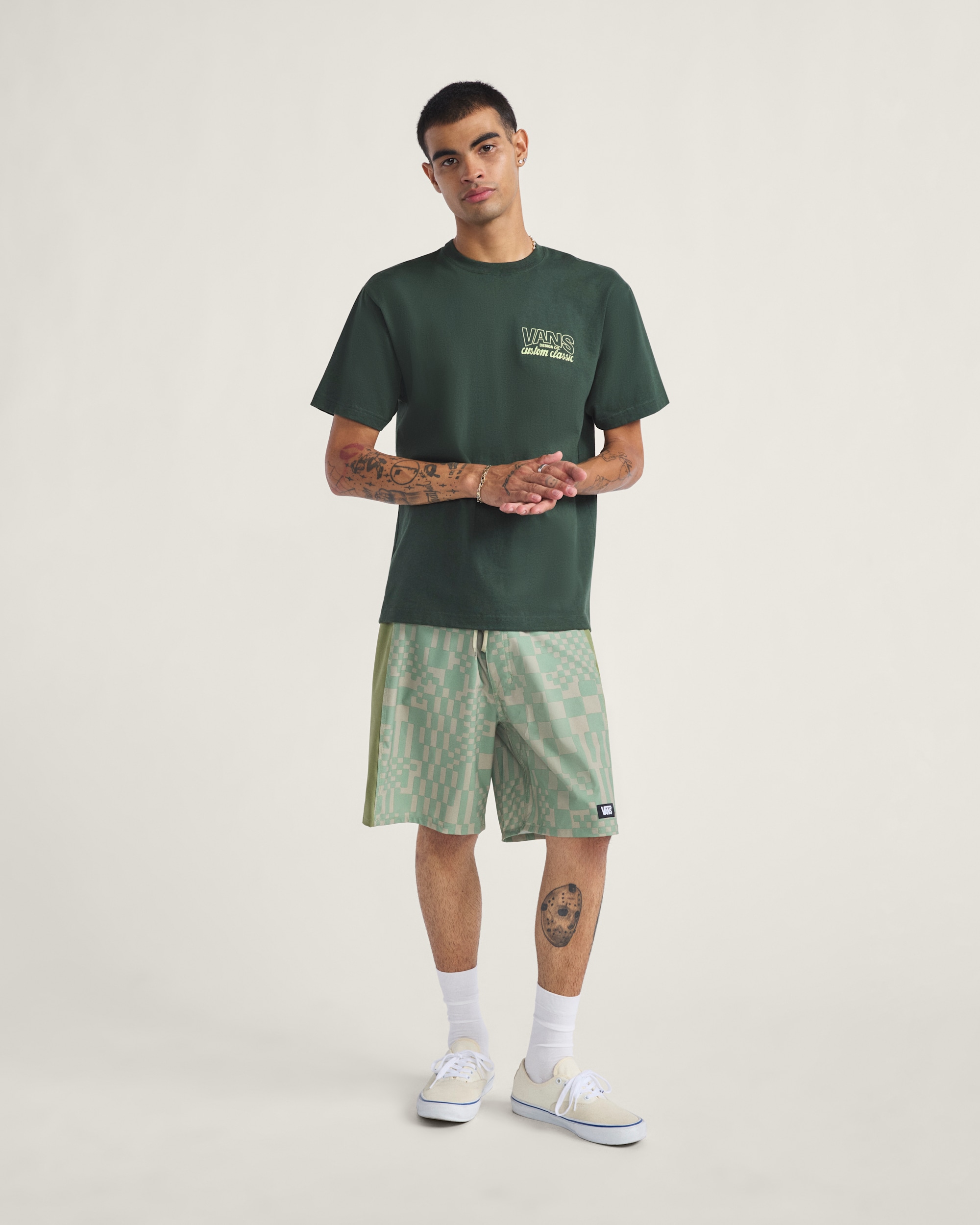 Daily AOP Sideline Boardshorts in Grey Olive Green | Vans