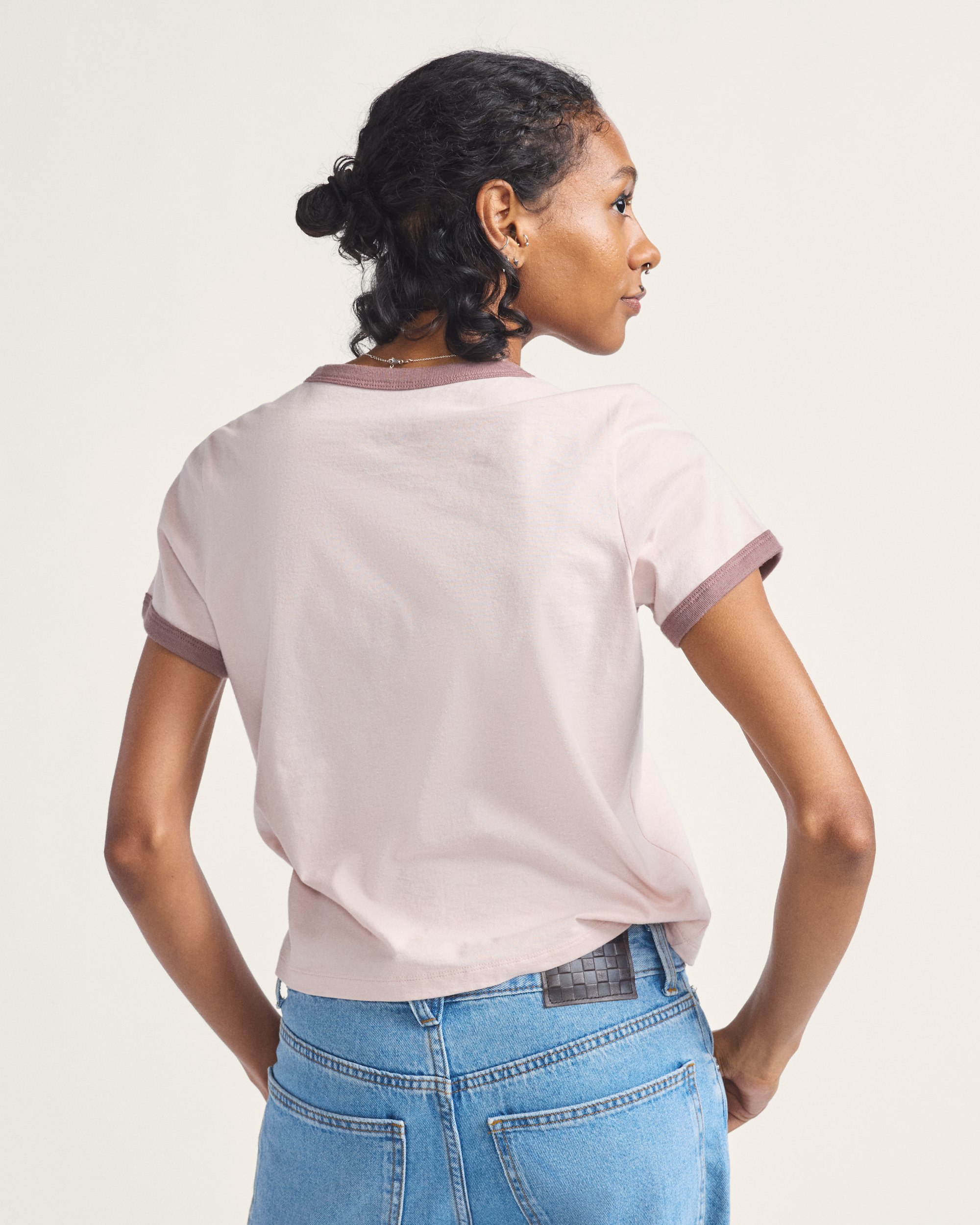 Drop V Ringer TShirt VANS Sepia Rose Pink ALT2