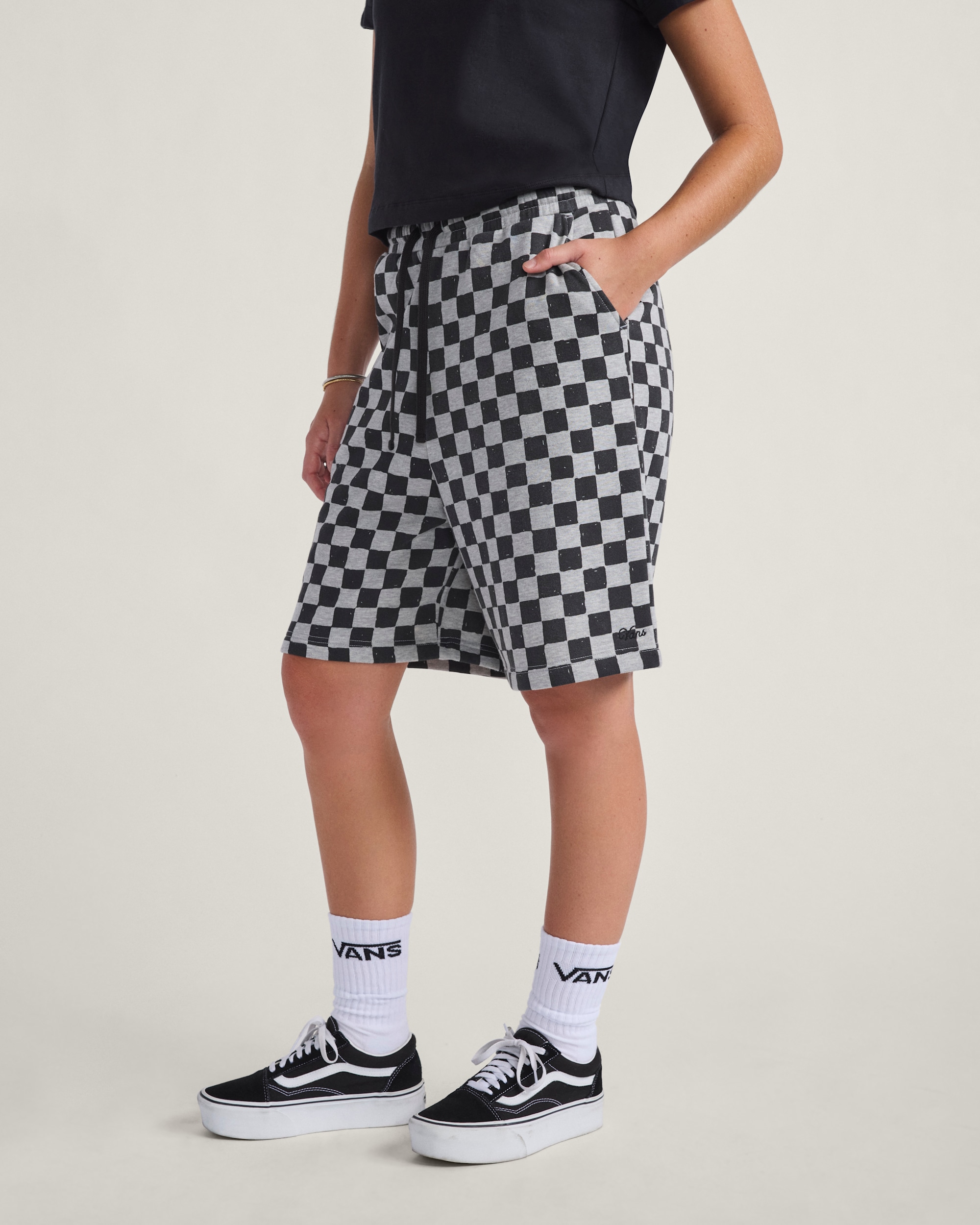 Checkerboard Fleece Shorts VANS Checkerboard Grey  Black ALT4