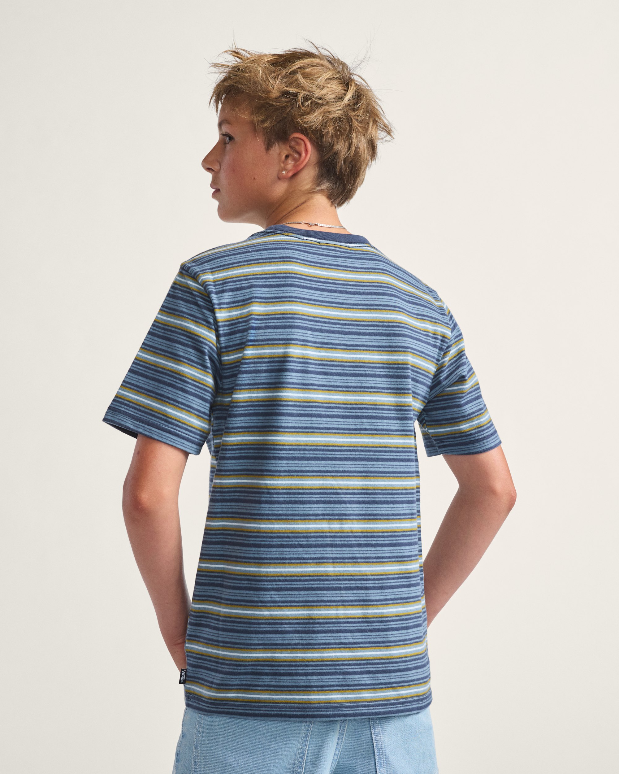 Kids Cameron Stripe TShirt VANS Stormy Weather  Parisian Night Blue ALT2
