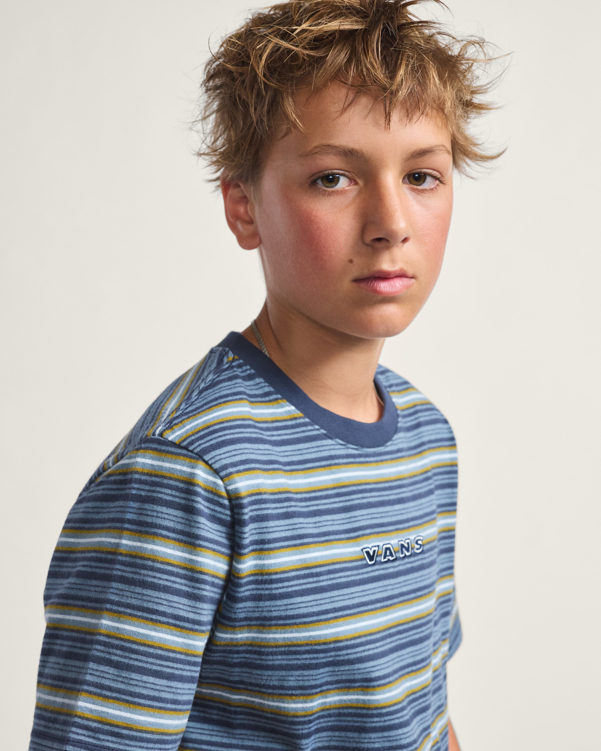 Kids Cameron Stripe TShirt VANS Stormy Weather  Parisian Night Blue ALT3