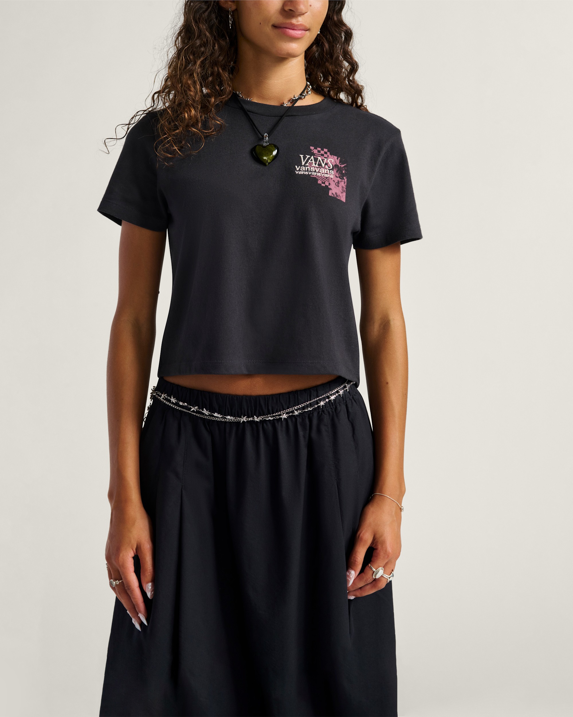 Negative Floral Crop TShirt VANS Black ALT3