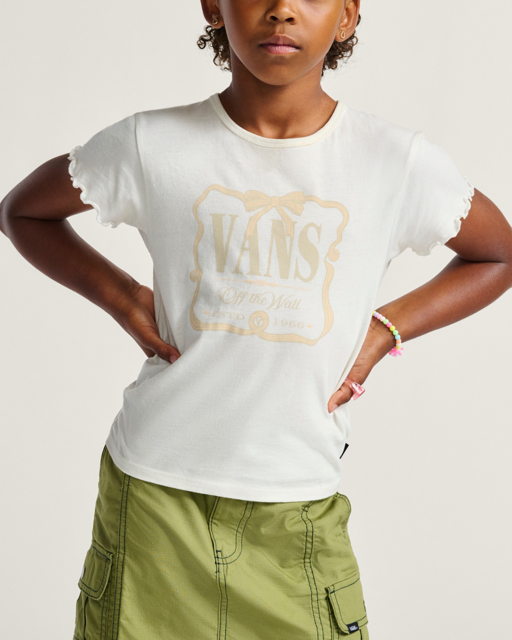Kids Bow Ribbon Mini Tee VANS Marshmallow White ALT4