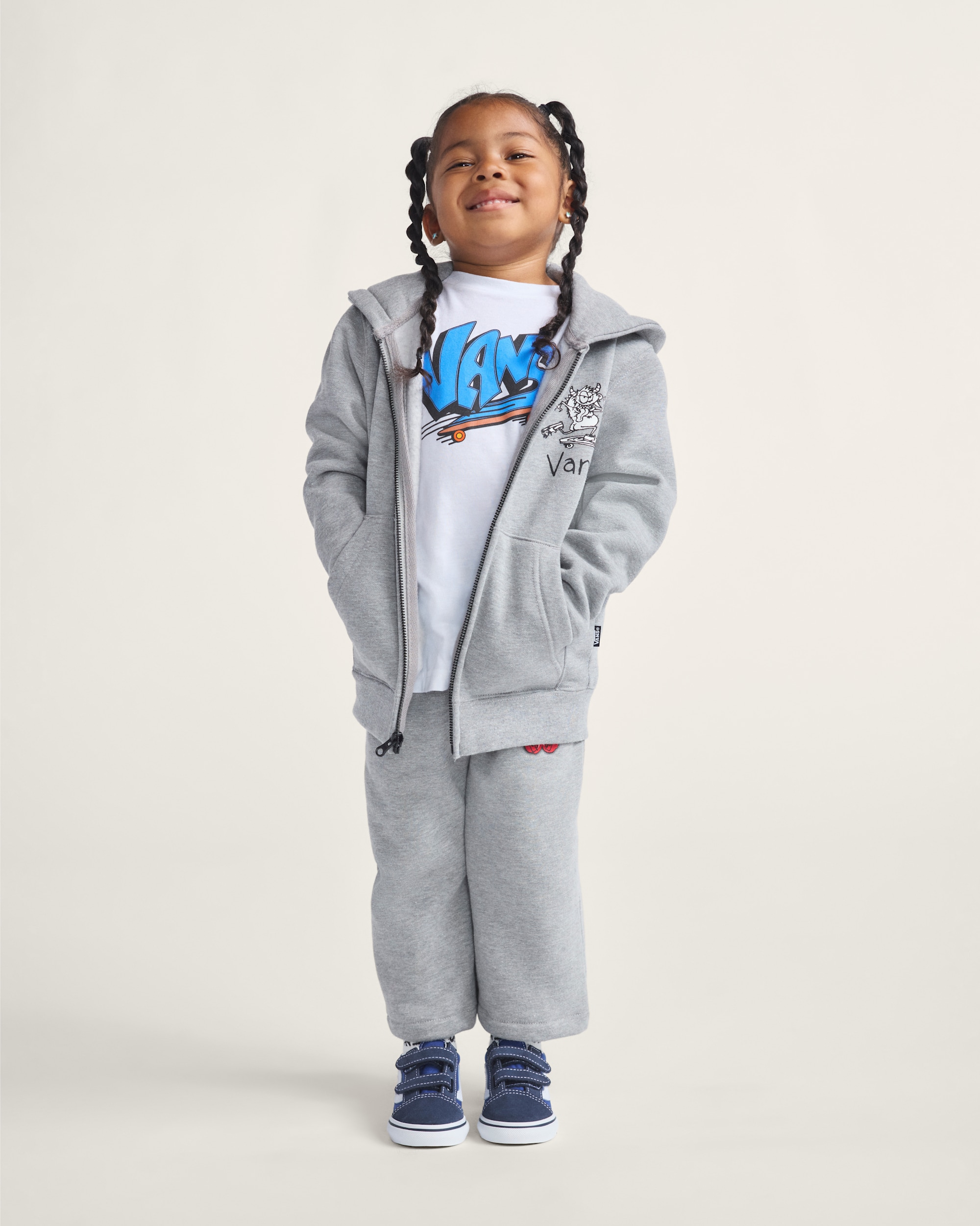 Little Kids Sk8 Posse Zip Hoodie VANS Cement Heather Grey ALT2