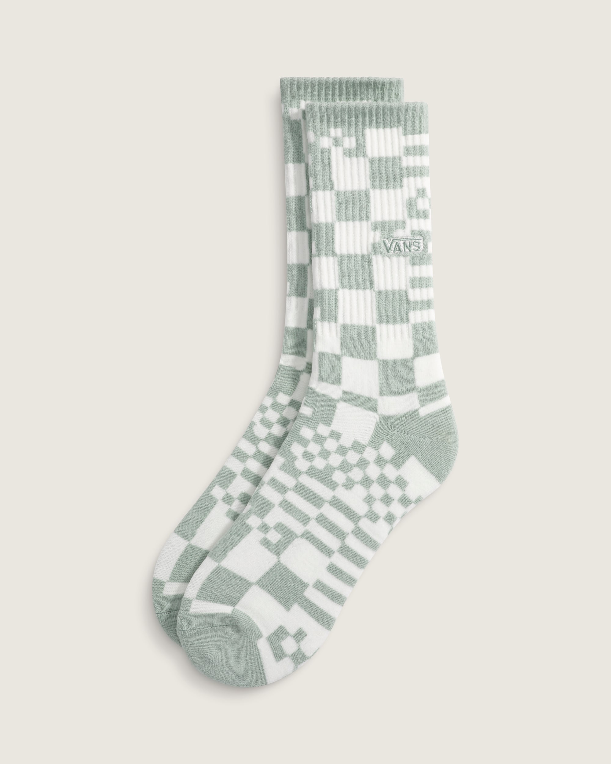 Checkerboard Mash Up Crew Socks VANS Checkerboard Grey Olive Green HERO