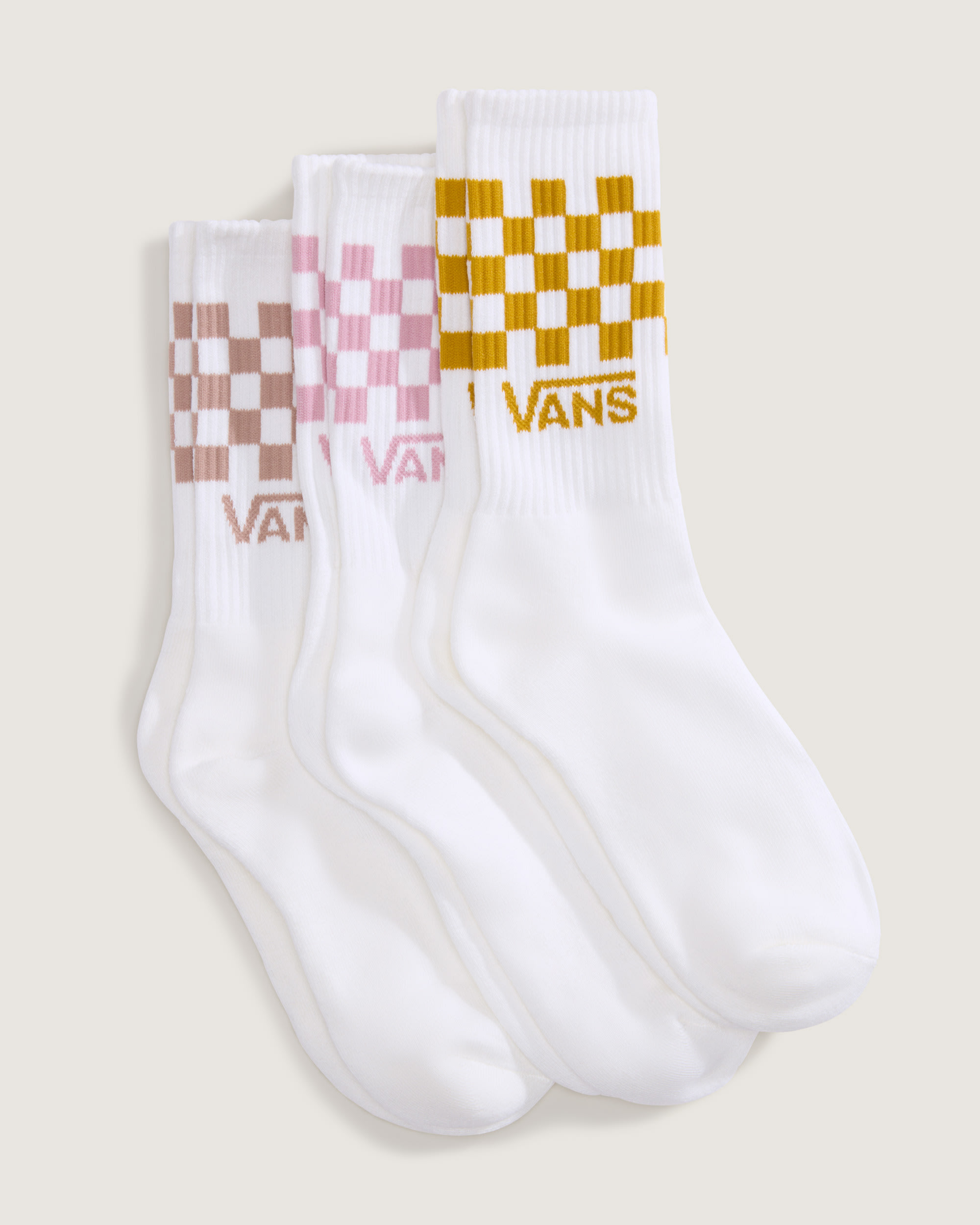 Classic Check Crew Socks 3Pack VANS Dawn Pink ALT1