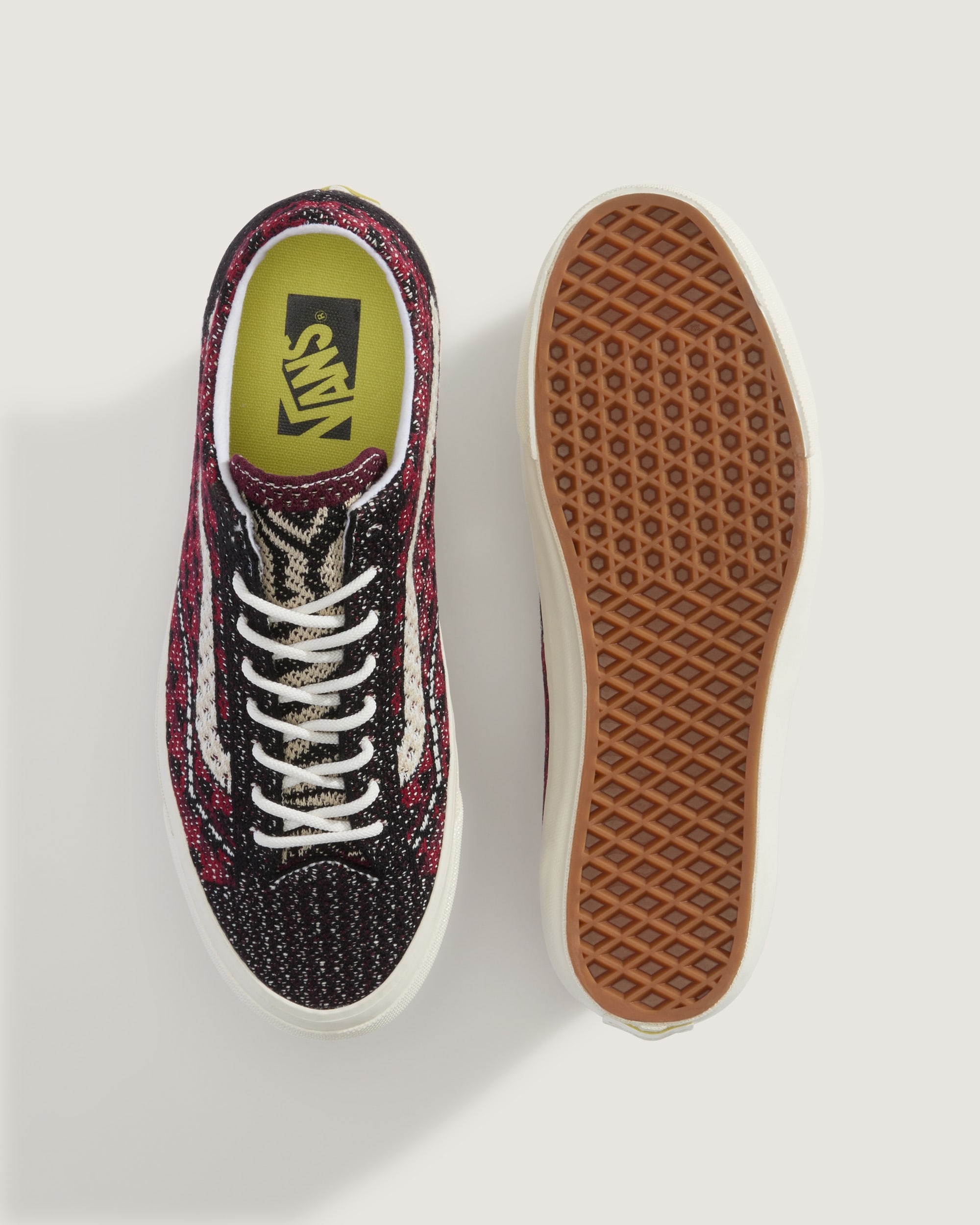Premium Old Skool Shoe in Geo Check Bordeaux Red | Vans