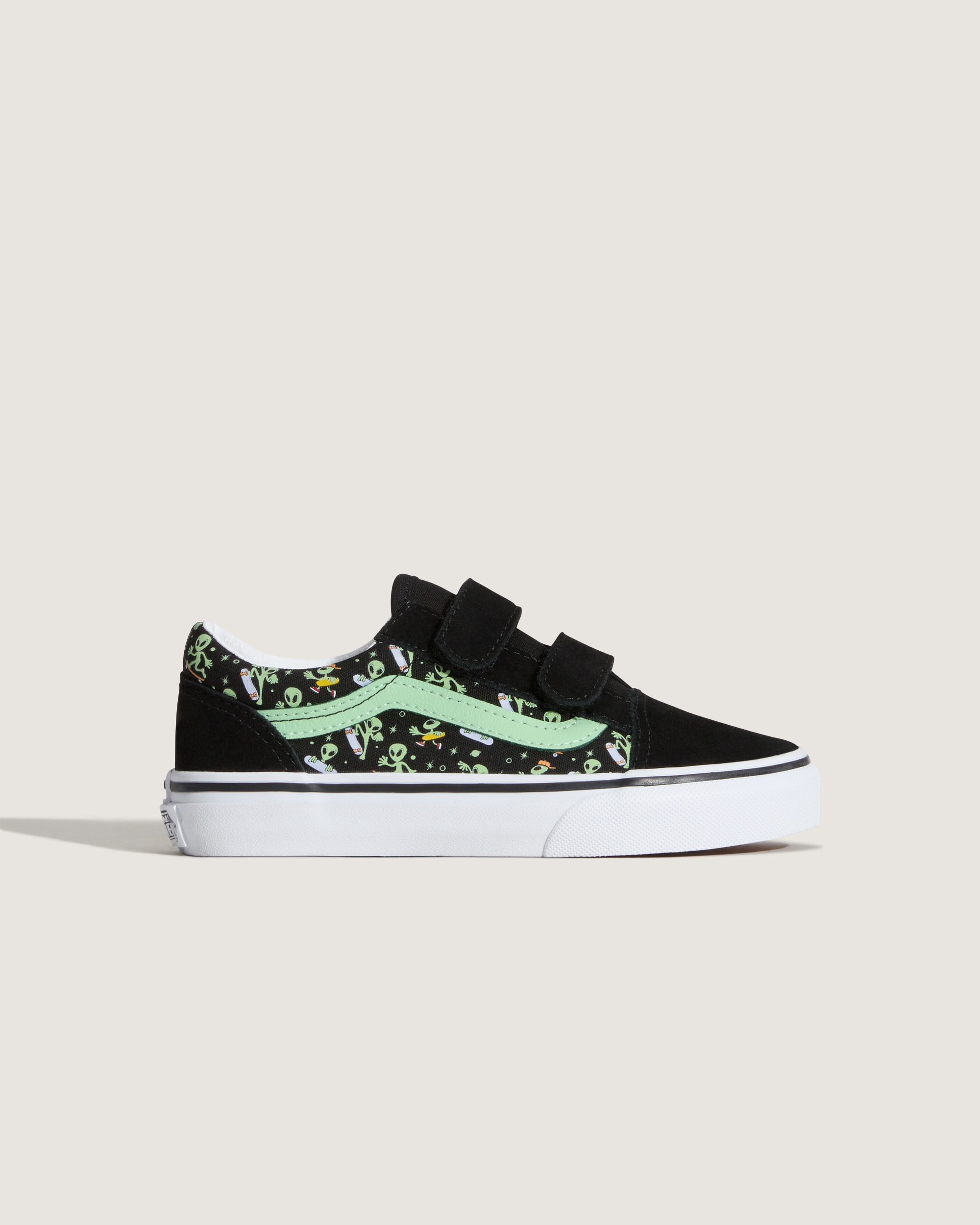 Little Kids Old Skool V Shoe VANS Black  Green ALT5