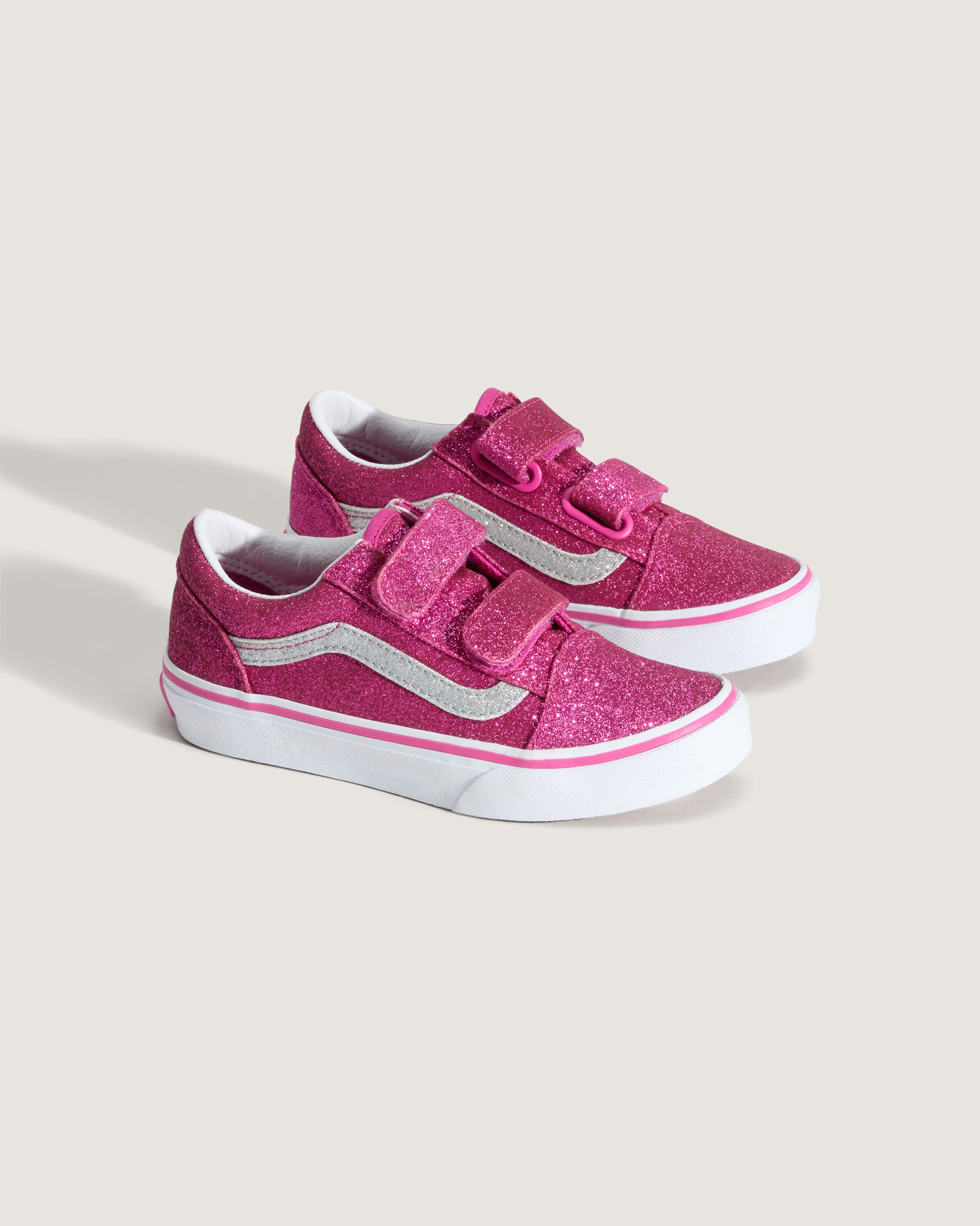 Little Kids Old Skool V Shoe VANS Glitter Raspberry Rose Pink ALT1
