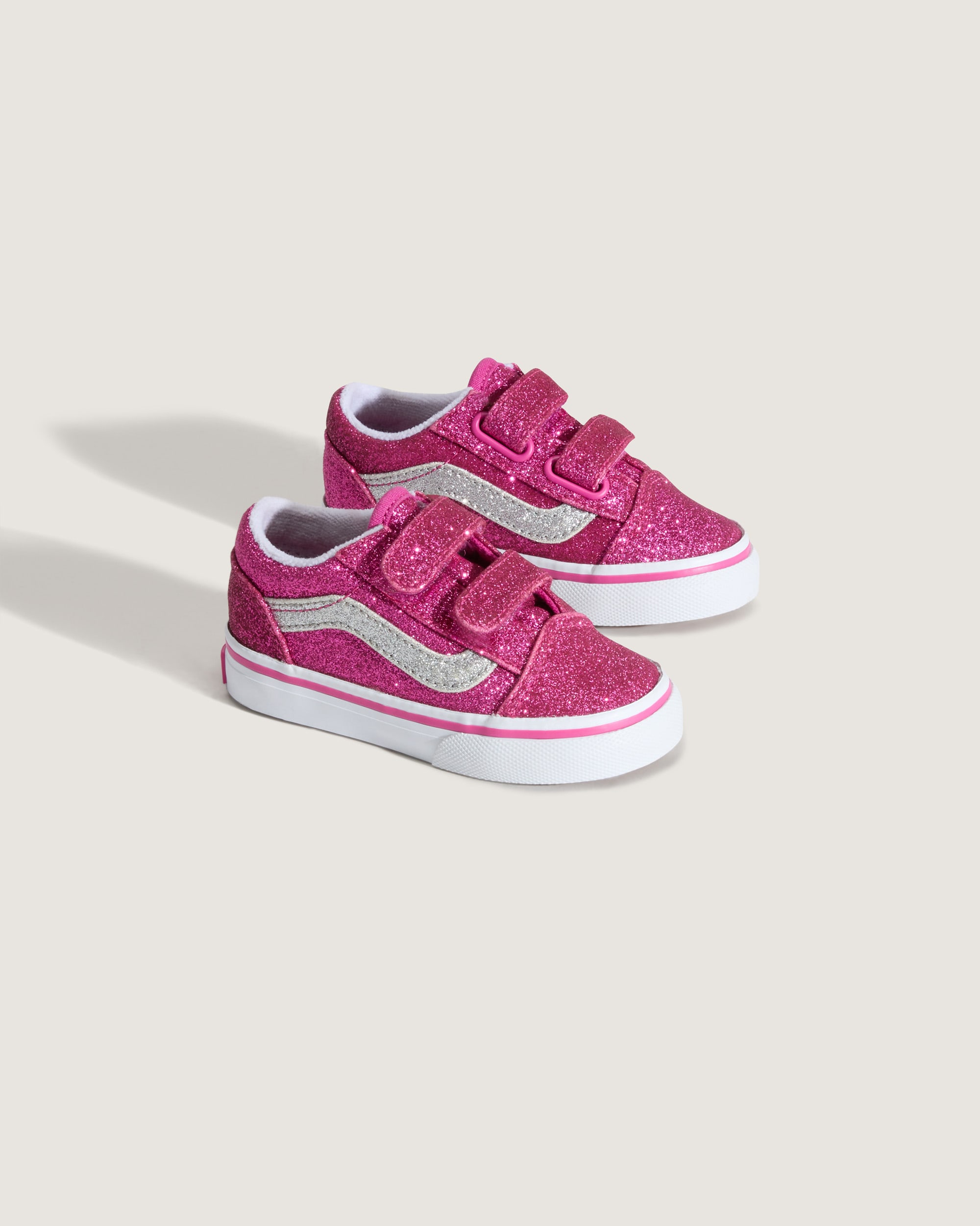 Toddler Old Skool V Shoe VANS Glitter Raspberry Rose Pink ALT1