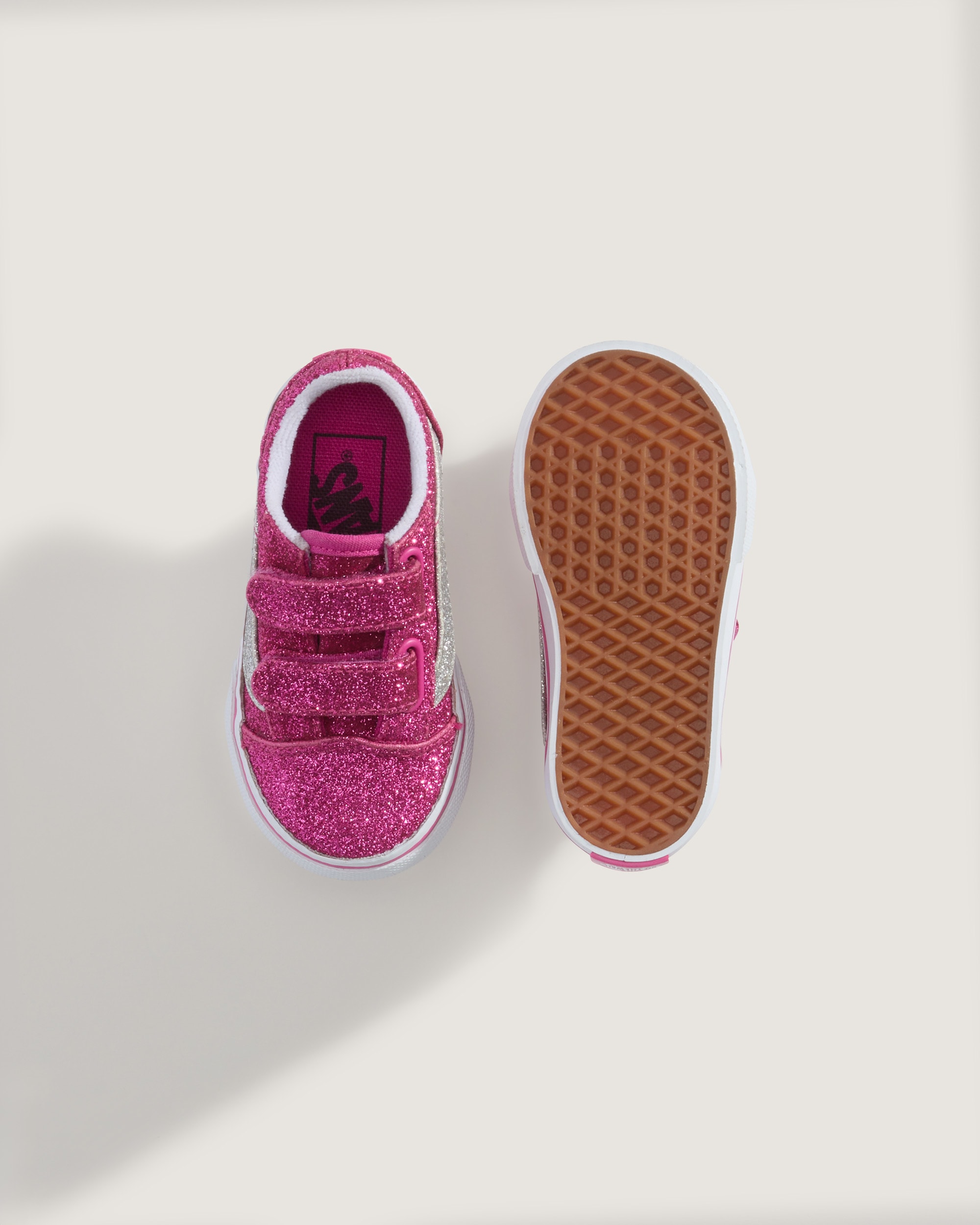 Toddler Old Skool V Shoe VANS Glitter Raspberry Rose Pink ALT2