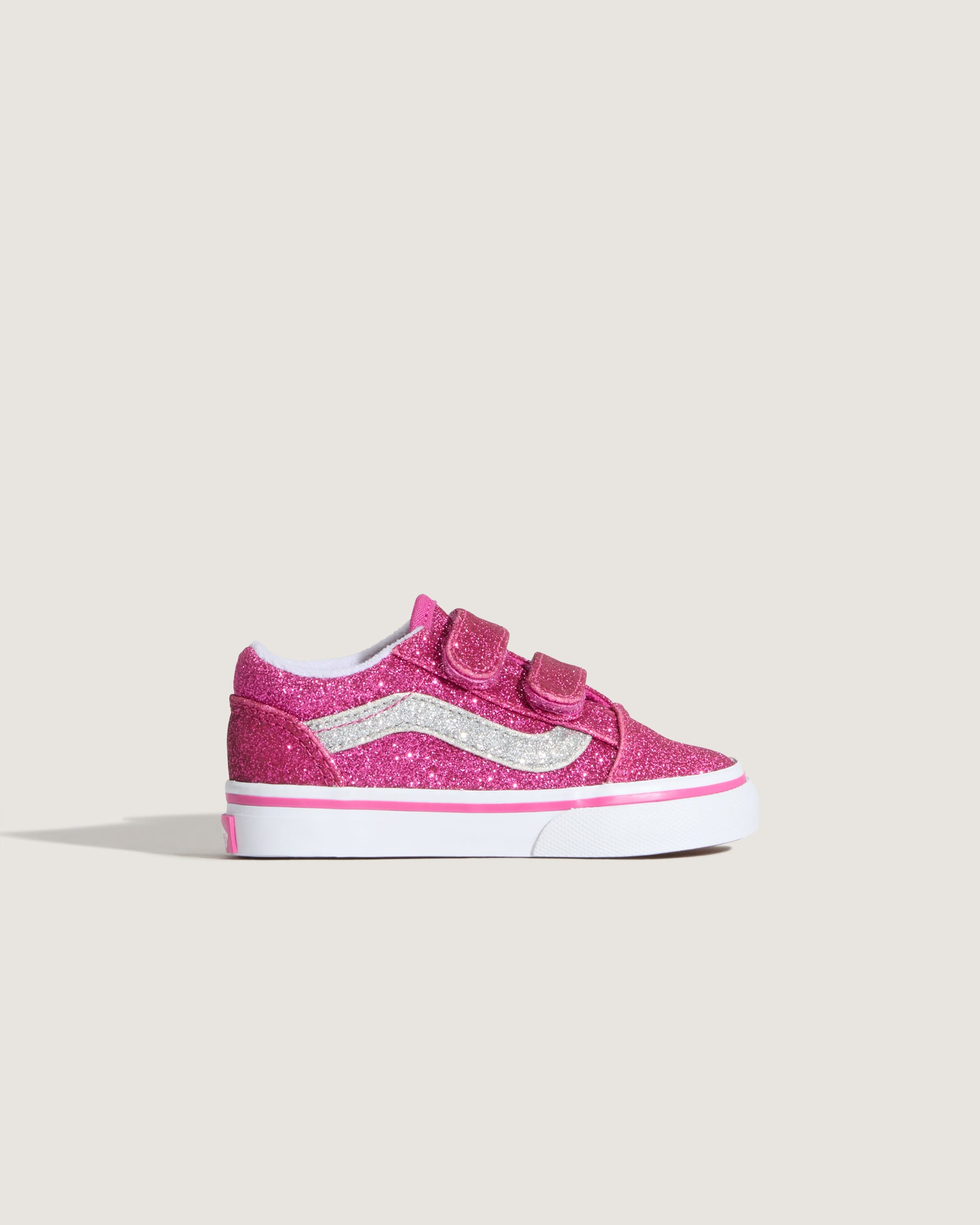 Toddler Old Skool V Shoe VANS Glitter Raspberry Rose Pink ALT4