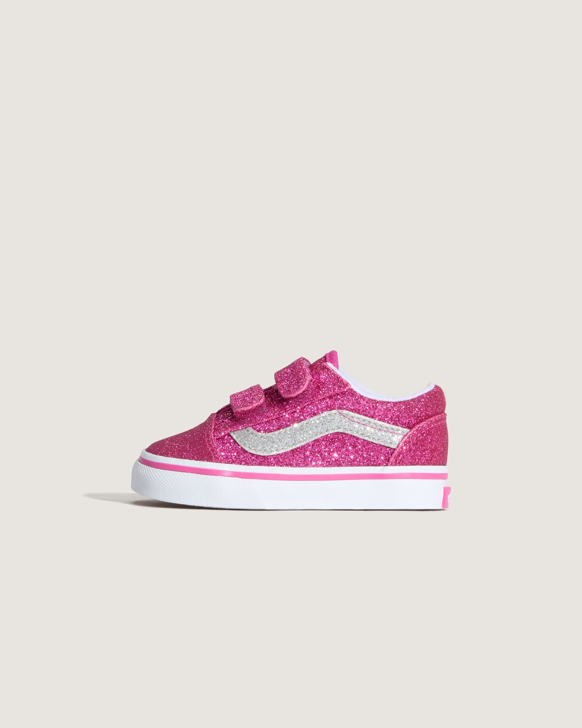 Toddler Old Skool V Shoe VANS Glitter Raspberry Rose Pink HERO