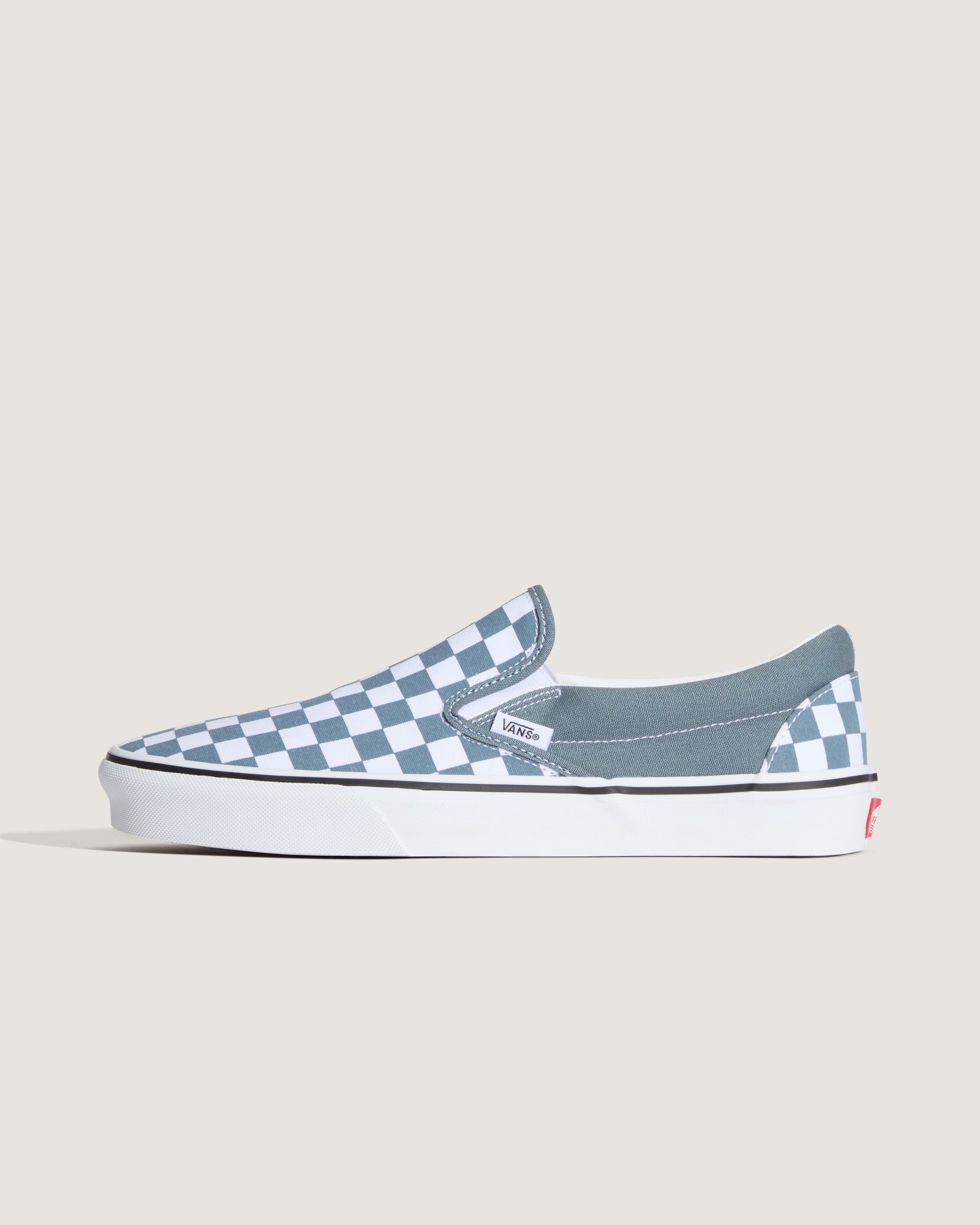 Classic SlipOn Checkerboard Shoe VANS Checkerboard Stormy Weather Blue HERO