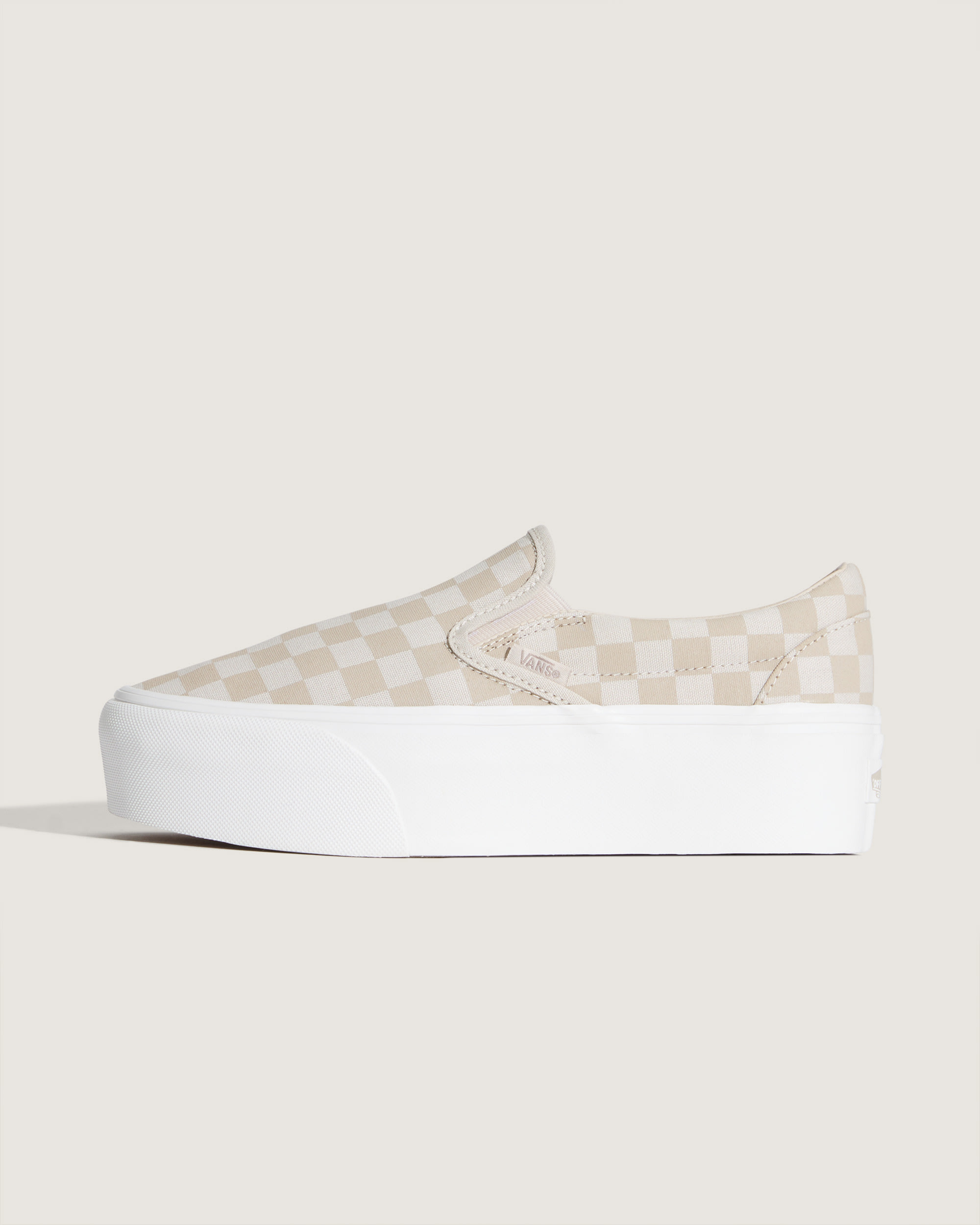 Classic SlipOn Platform Checkerboard Shoe VANS Checkerboard Mushroom Brown  Marshmallow White HERO