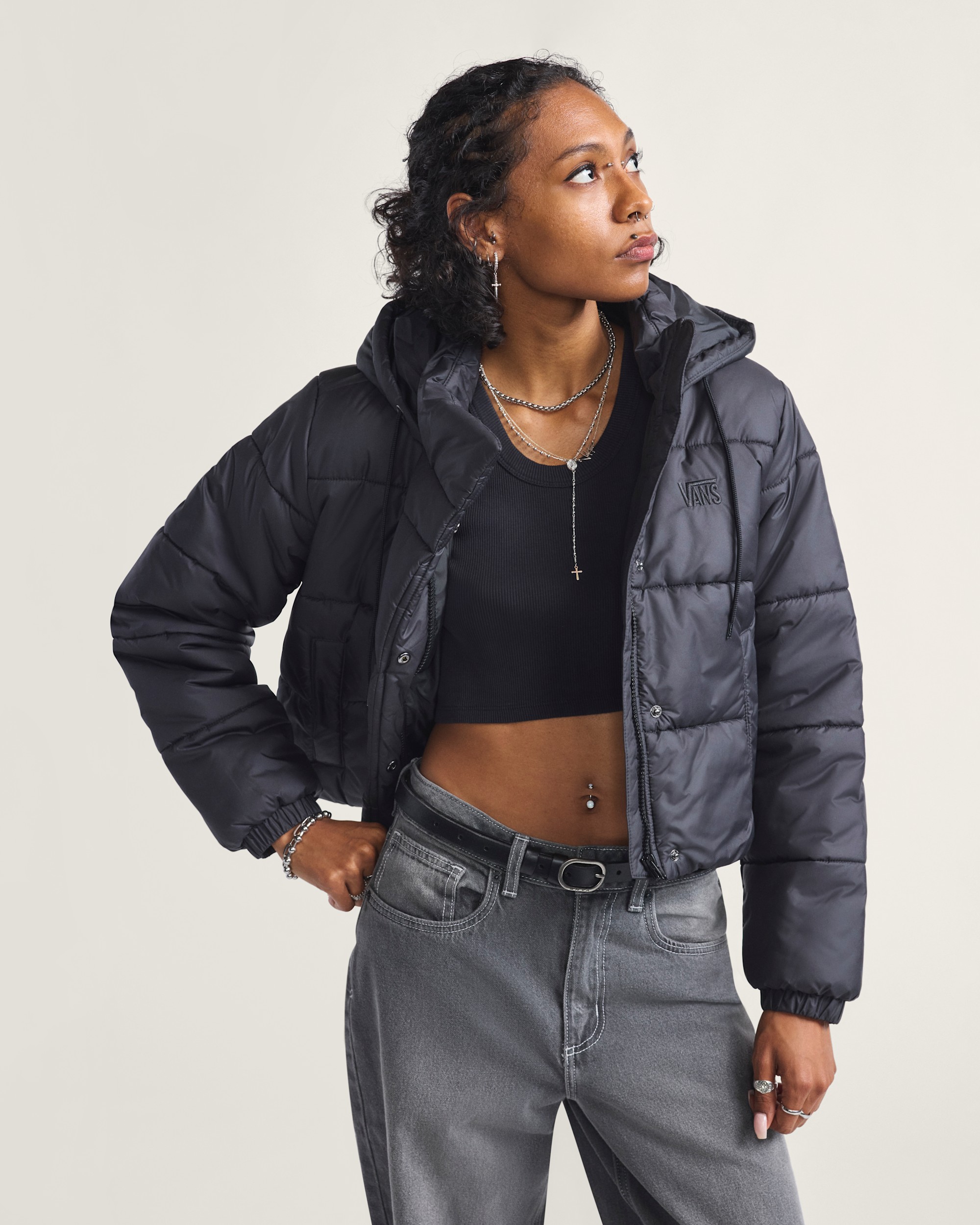 Hillgate Cropped Puffer Jacket VANS Black ALT1