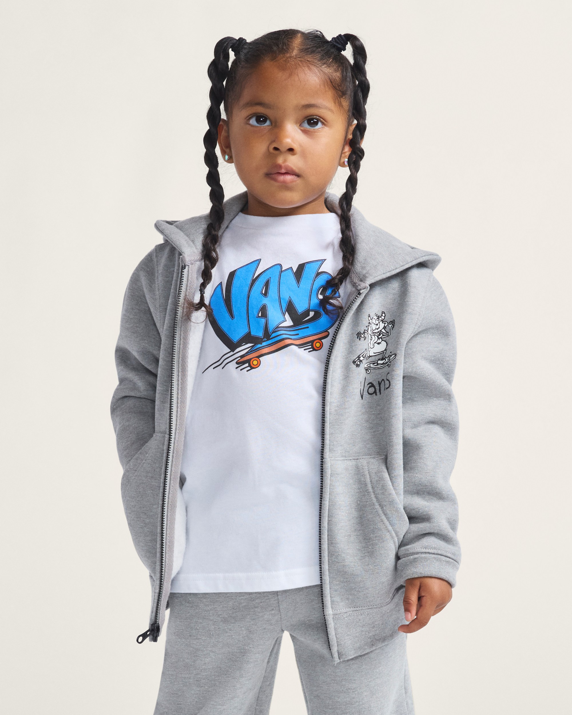 Little Kids Sk8 Posse Zip Hoodie in Cement Heather Grey | Vans