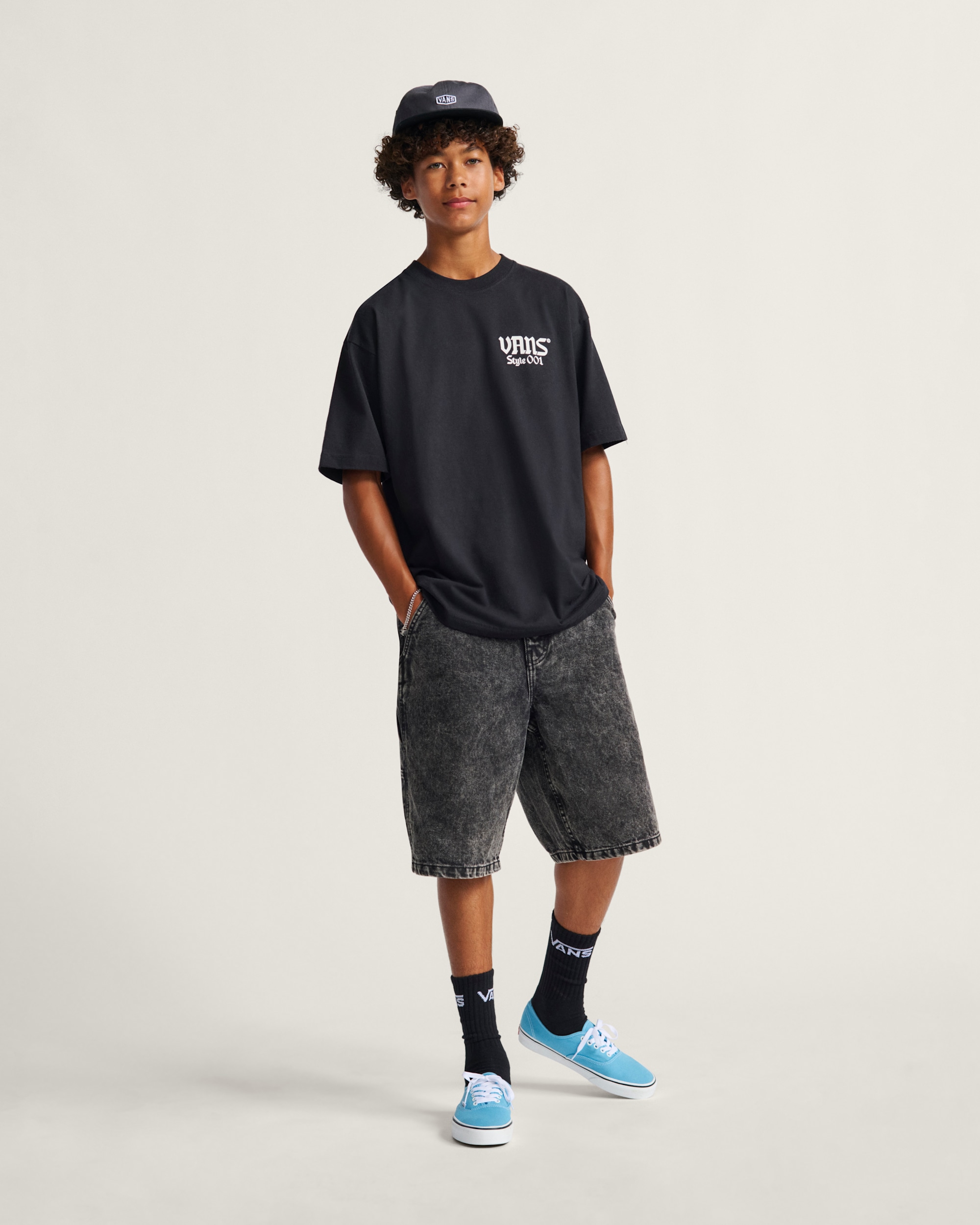 Drill Chore Loose Denim Shorts VANS Stonewash Black ALT3