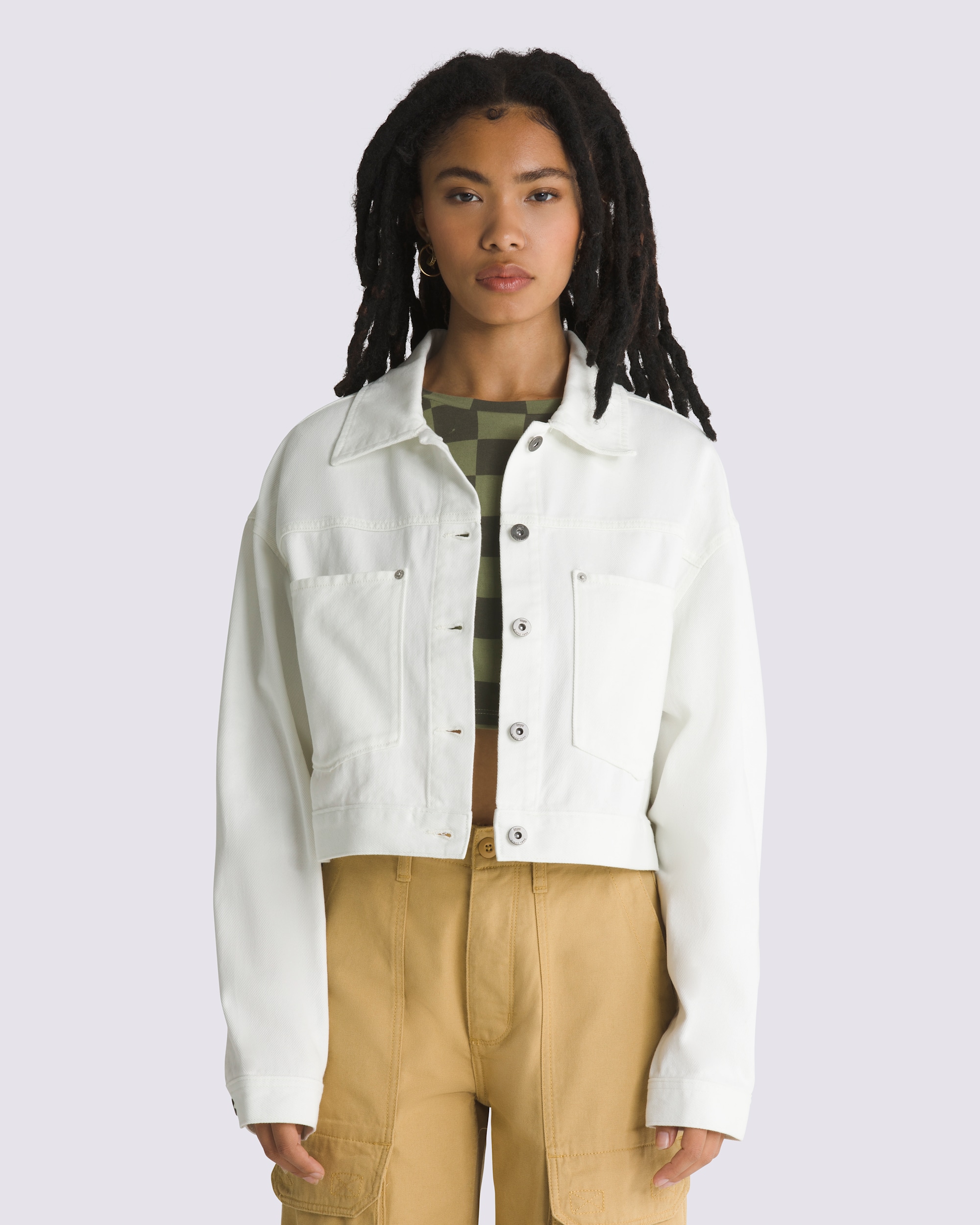 Raynes Crop Trucker Jacket VANS Marshmallow White ALT1