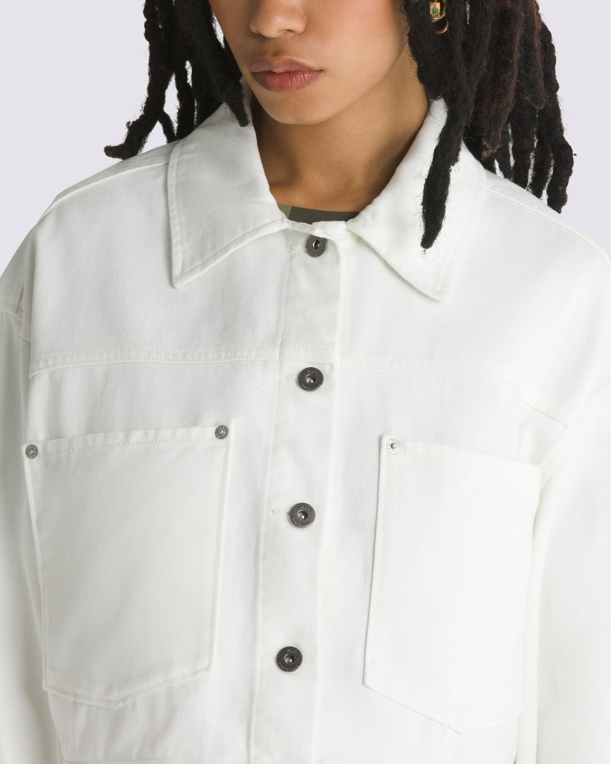 Raynes Crop Trucker Jacket VANS Marshmallow White ALT4
