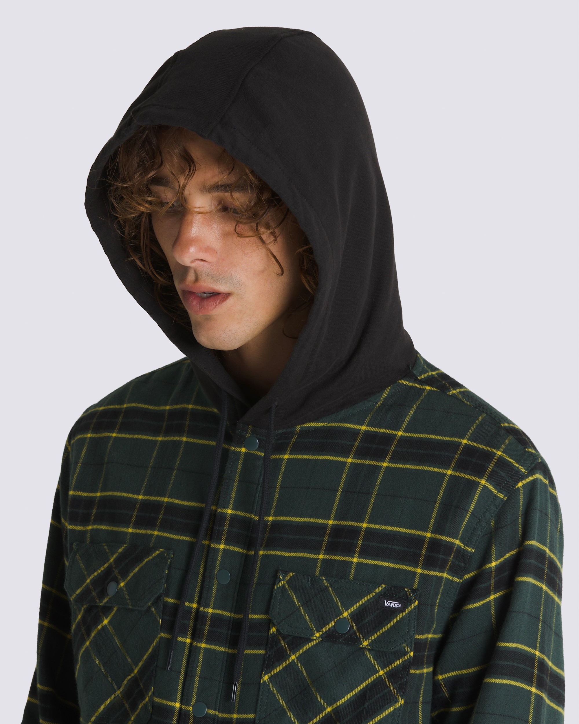 Parkway Hooded Long Sleeve Shirt in Green Gables / Black | Vans