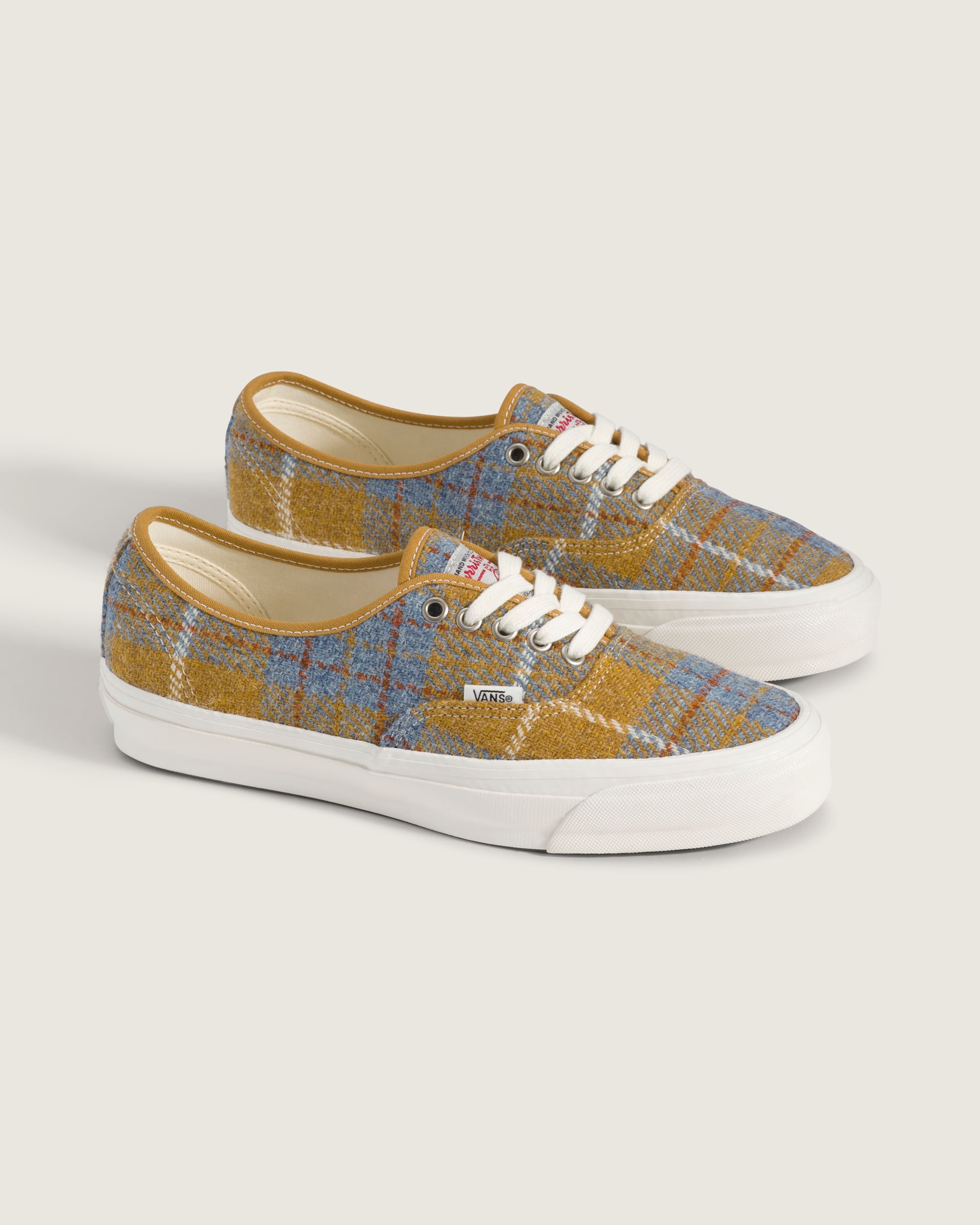 Premium Authentic Harris Tweed Shoe VANS Burnt Gold Yellow  Stormy Weather Blue ALT1