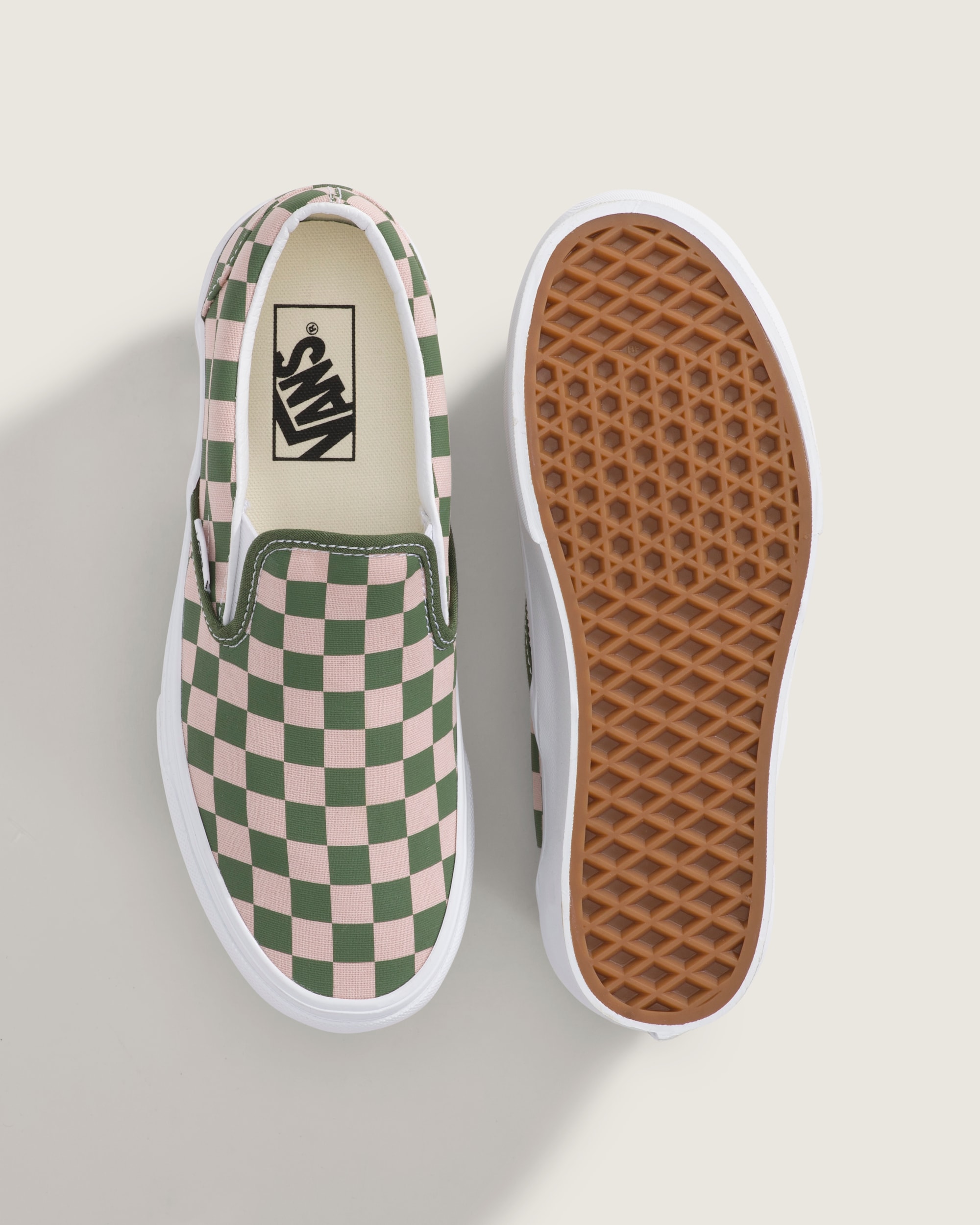 Classic SlipOn Platform Checkerboard Shoe VANS Checkerboard Sepia Rose Pink  Pine Forest Green ALT2