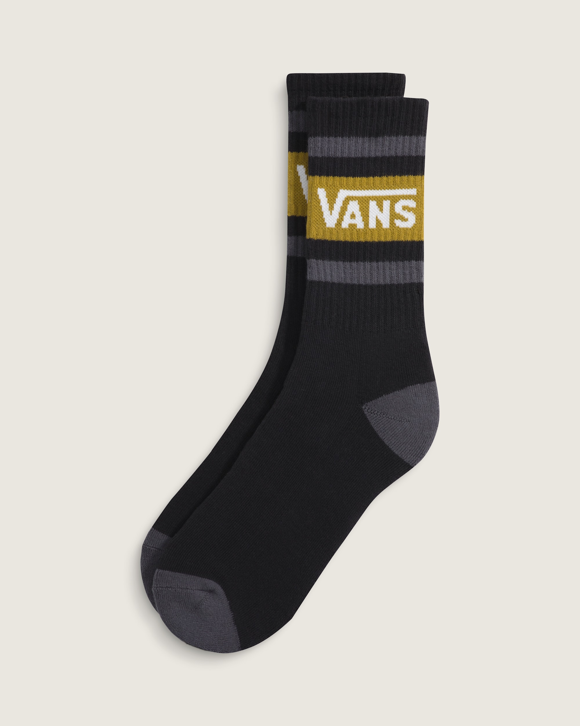 Vans Drop V Crew Socks VANS Black  Burnt Gold Yellow HERO